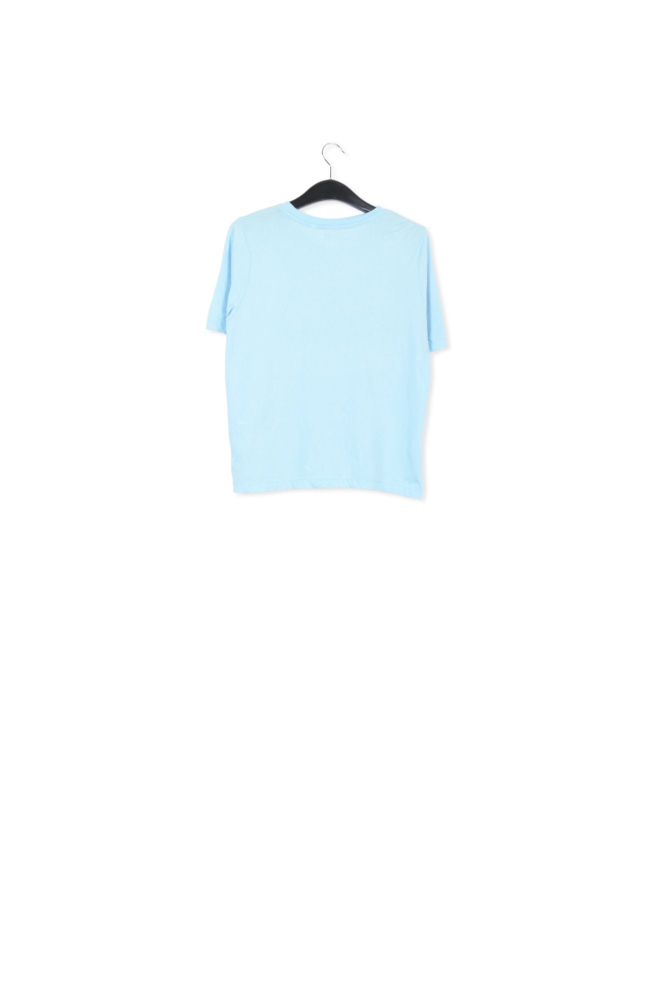 Light blue jersey t-shirt with neon green embroidery RE—SSENTIEL | Essentiel second hand