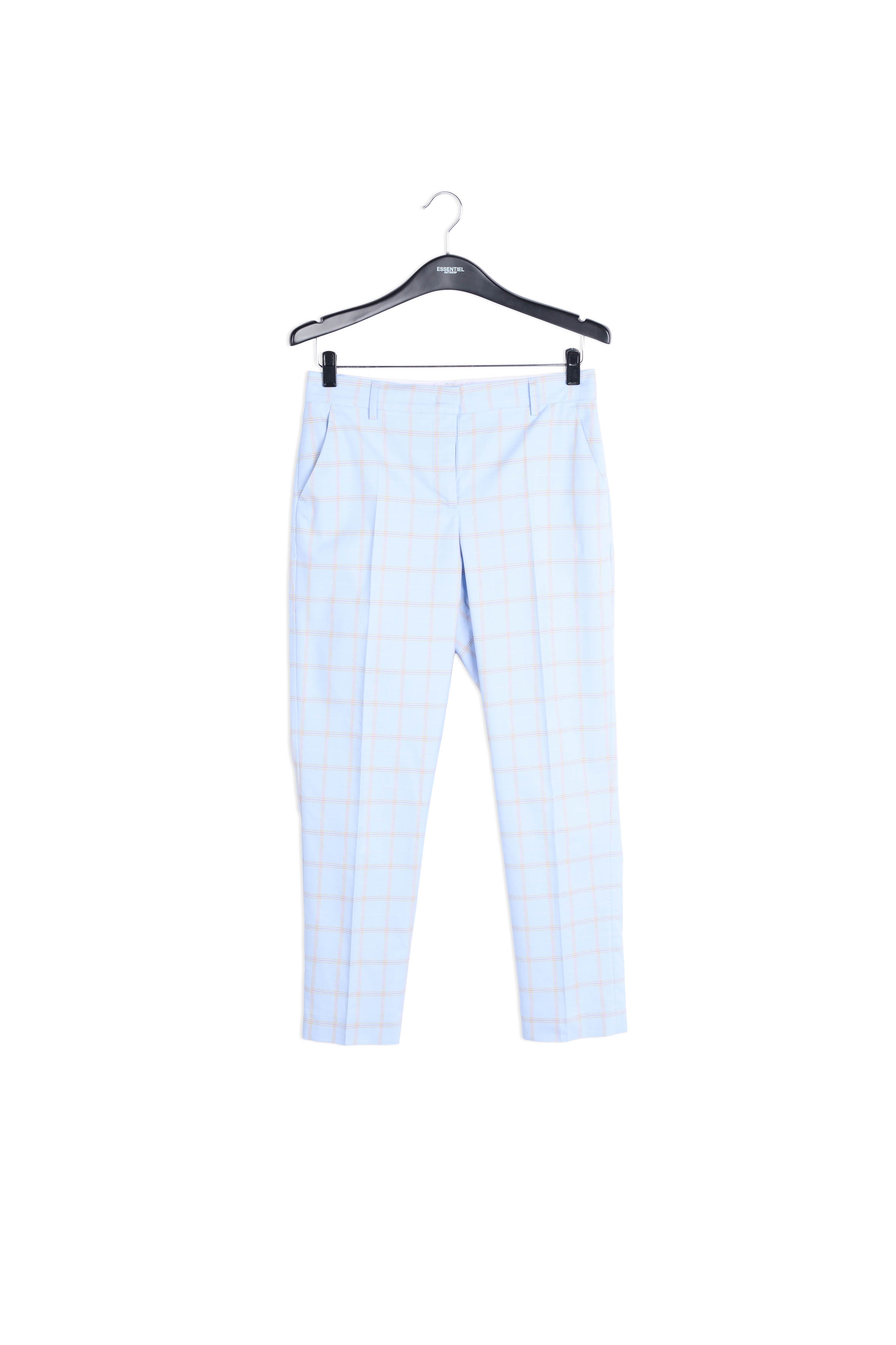 Lichtblauwe geklede tartanbroek RE—SSENTIEL | Essentiel second hand