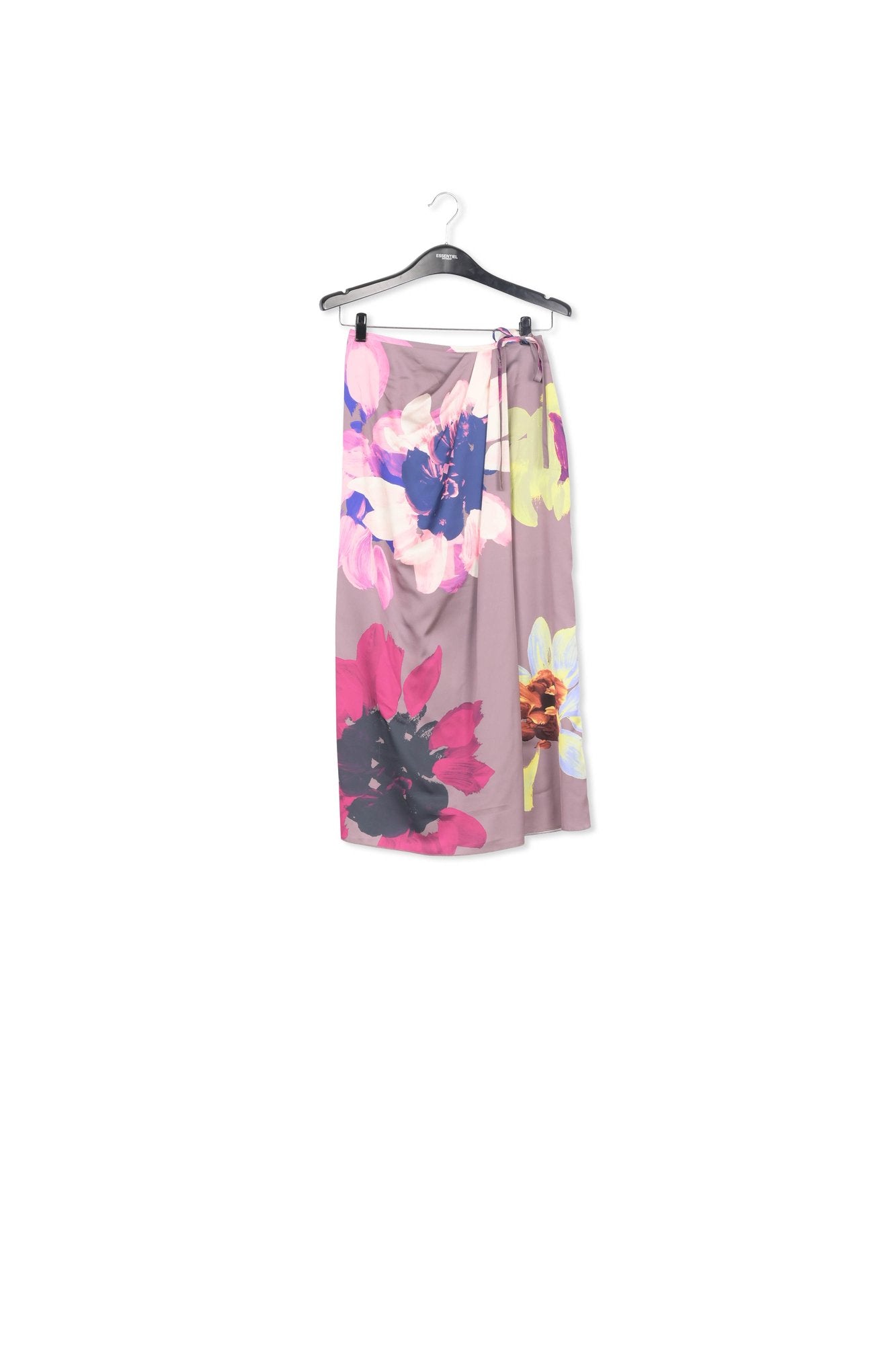 Mauve midi skirt with multicolor floral print RE—SSENTIEL | Essentiel second hand
