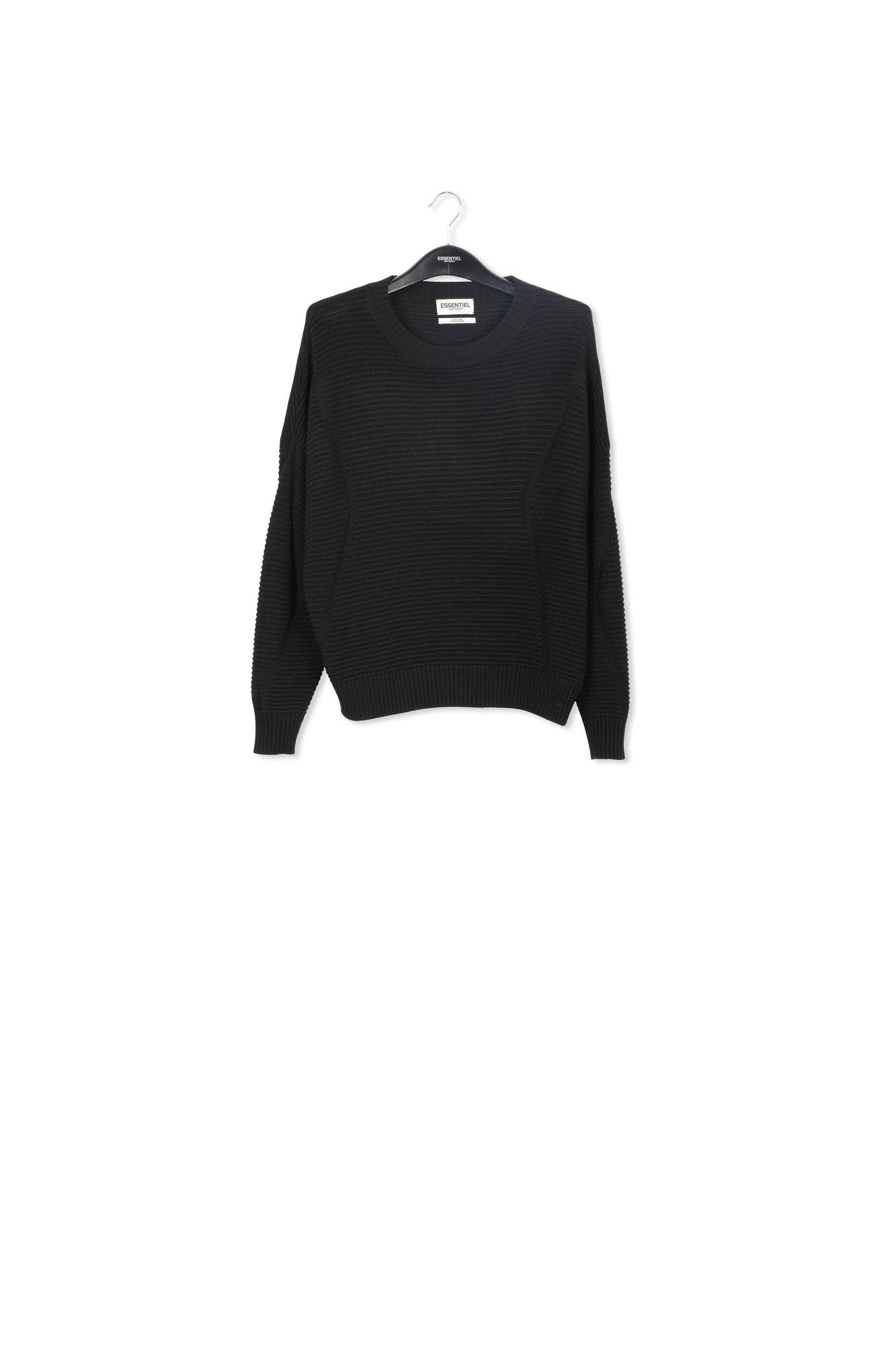 Black rib-knitted sweater RE—SSENTIEL | Essentiel second hand