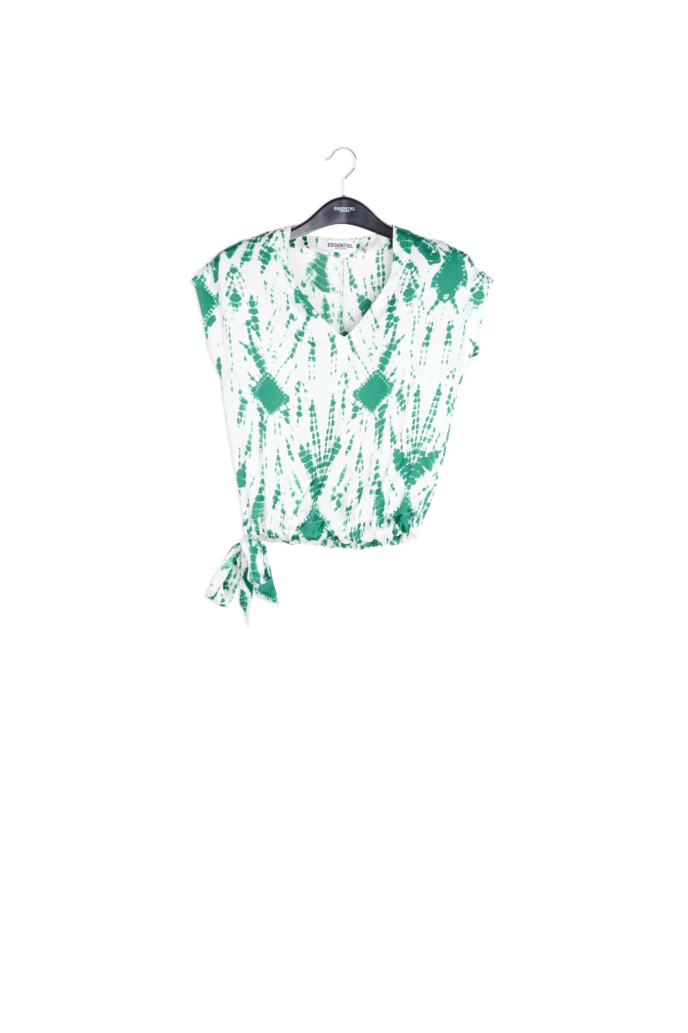 Off-white and green tie-dyed silk top RE—SSENTIEL | Essentiel second hand