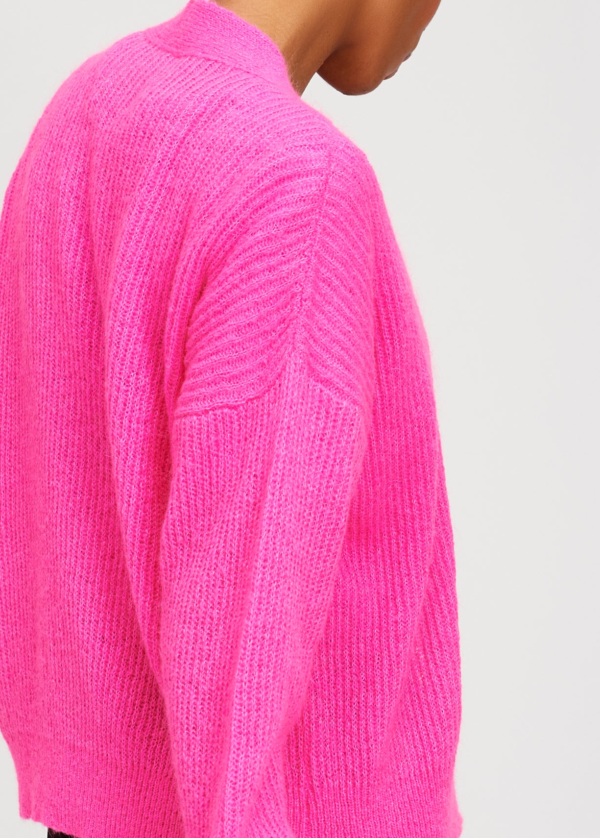 Fuchsia mohair blend v-neck sweater RE—SSENTIEL | Essentiel second hand