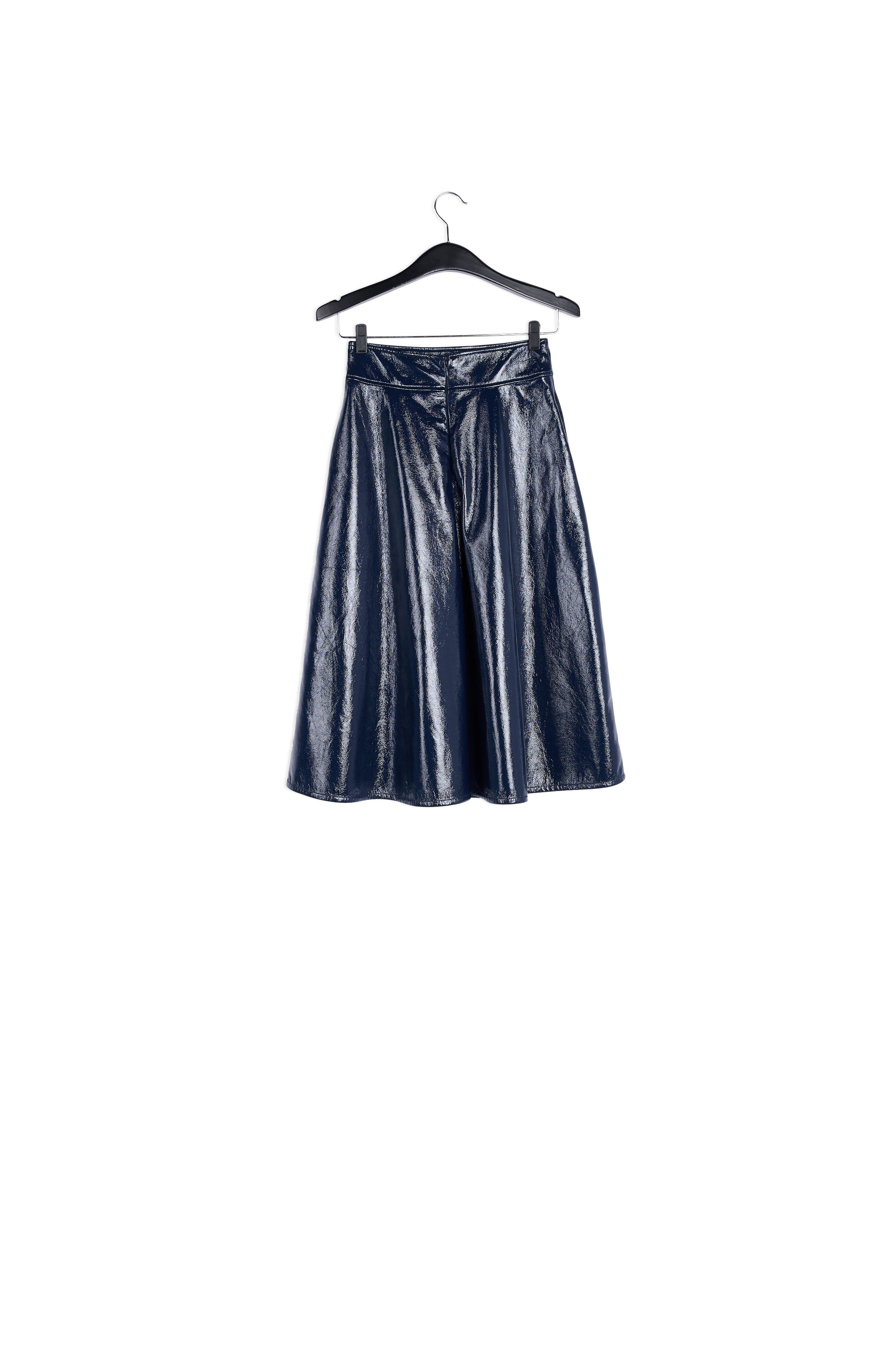 Dark blue faux leather A-line skirt RE—SSENTIEL | Essentiel second hand