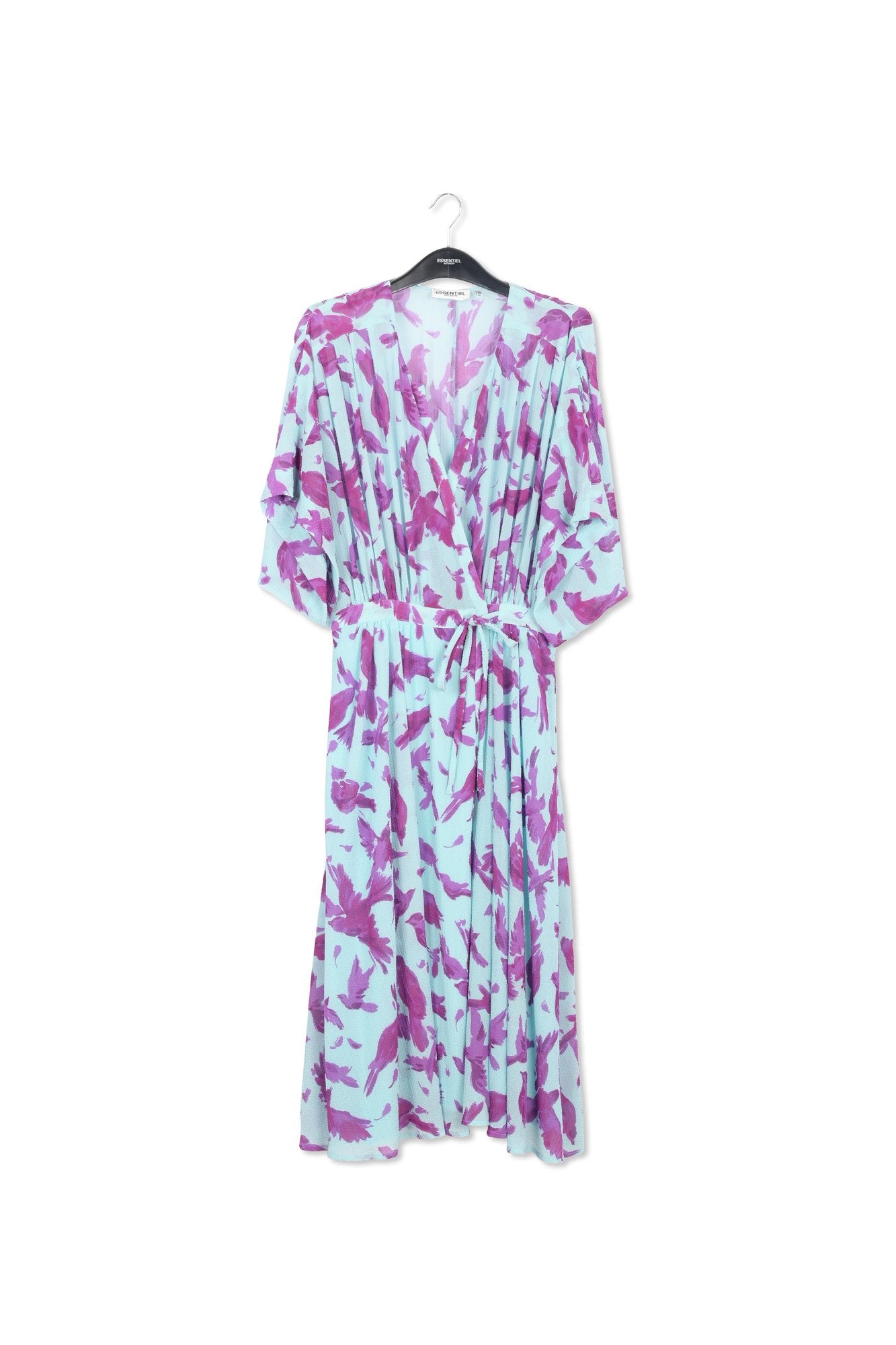 Robe midi portefeuille bleu clair et pourpre RE—SSENTIEL | Essentiel second hand