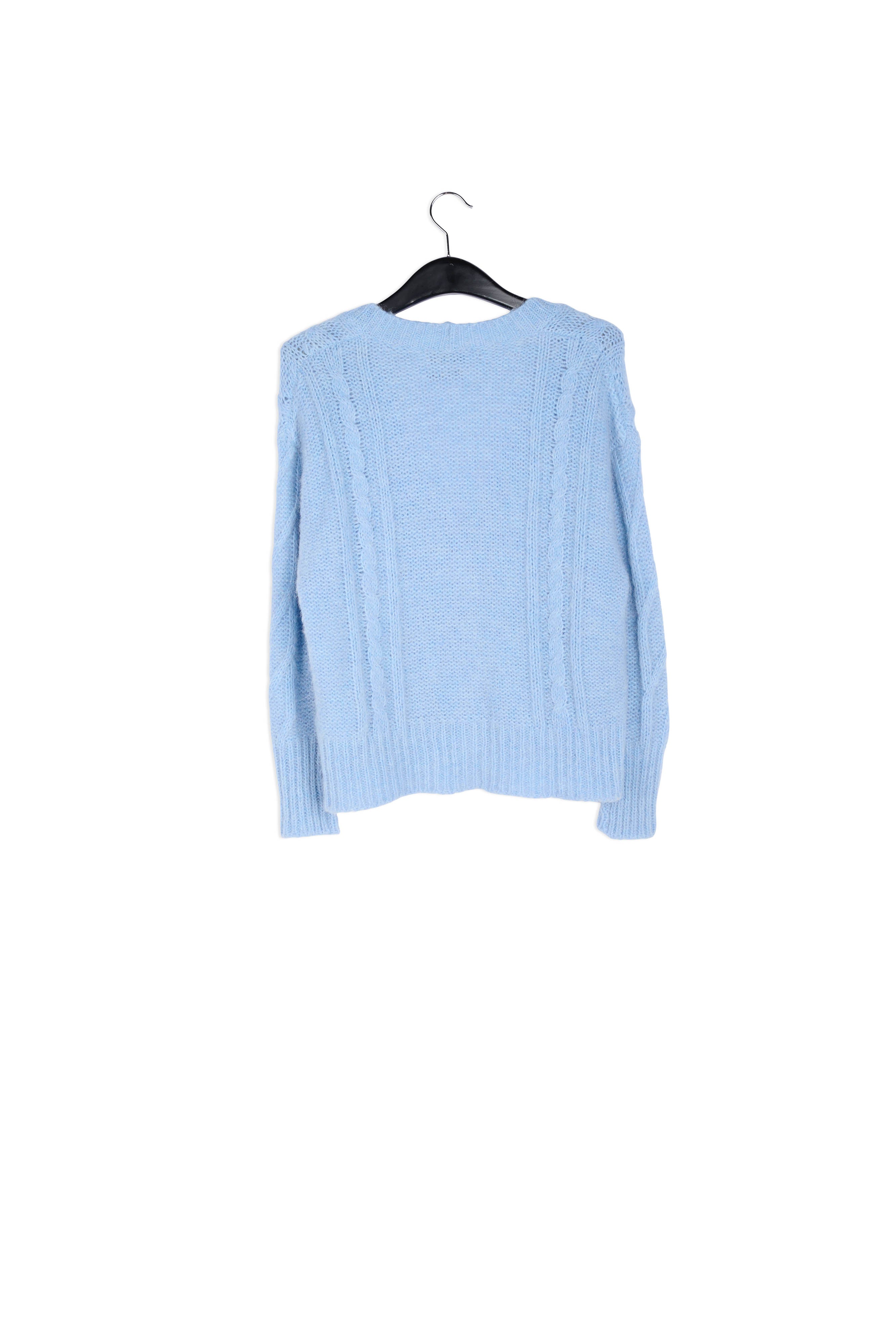 Light blue cable-knit V-neck cardigan RE—SSENTIEL | Essentiel second hand