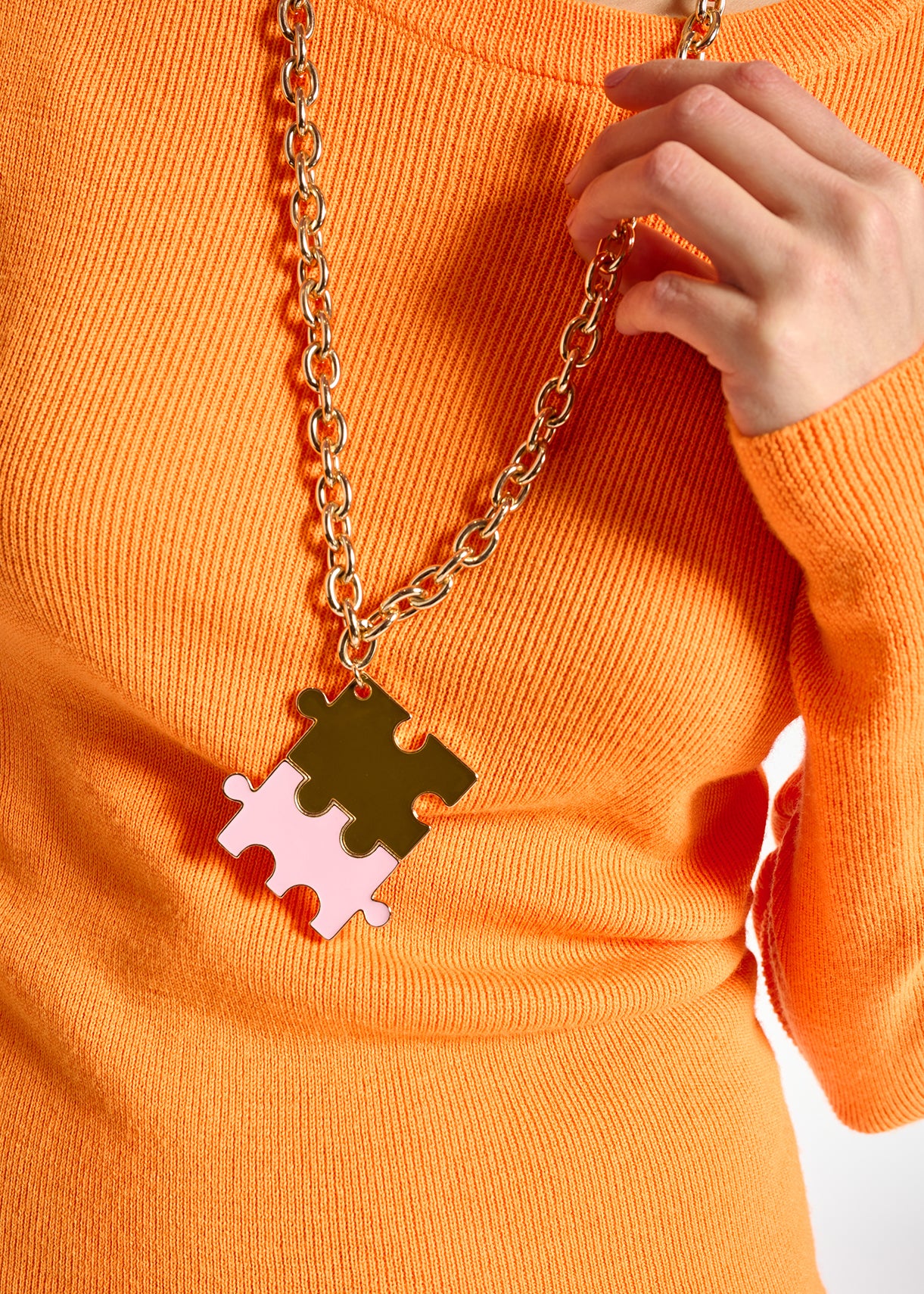 Neon orange rib-knitted sweater RE—SSENTIEL | Essentiel second hand