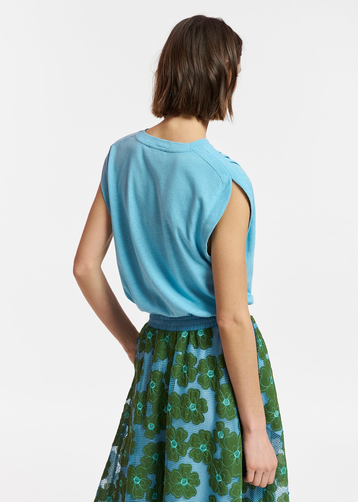 Blue cotton-linen T-shirt RE—SSENTIEL | Essentiel second hand