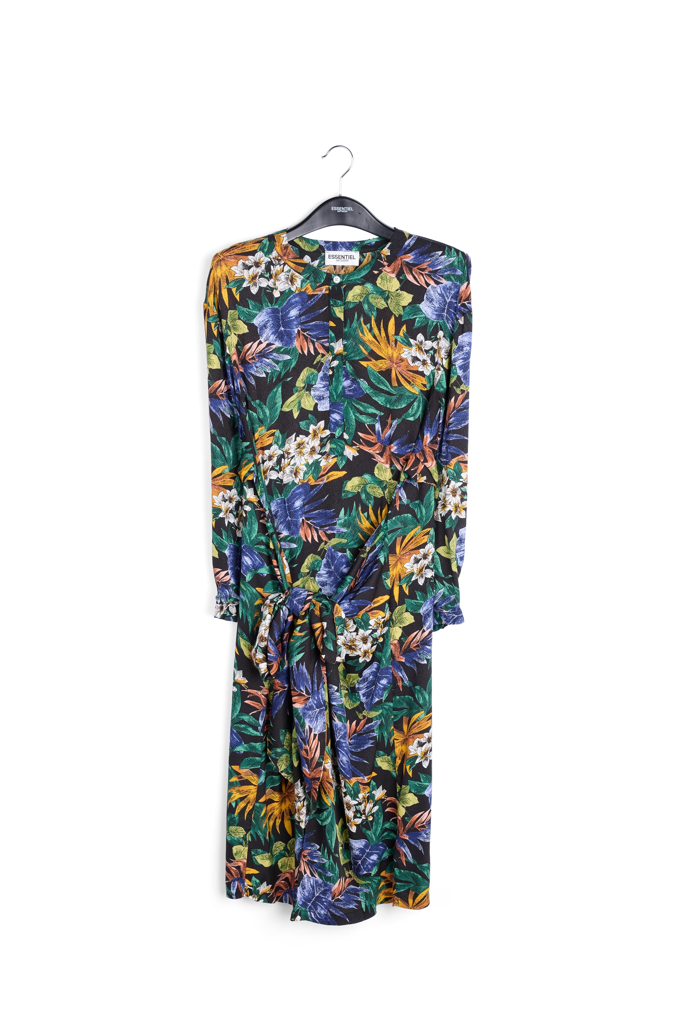 Blue, green and orange floral-print midi dress RE—SSENTIEL | Essentiel second hand
