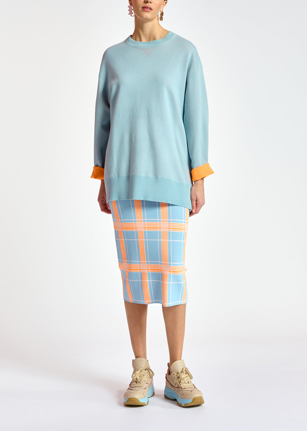 Pull carré en tricot bleu clair RE—SSENTIEL | Essentiel second hand