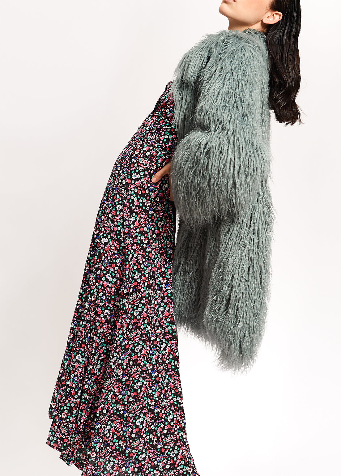 Light blue faux fur coat RE—SSENTIEL | Essentiel second hand