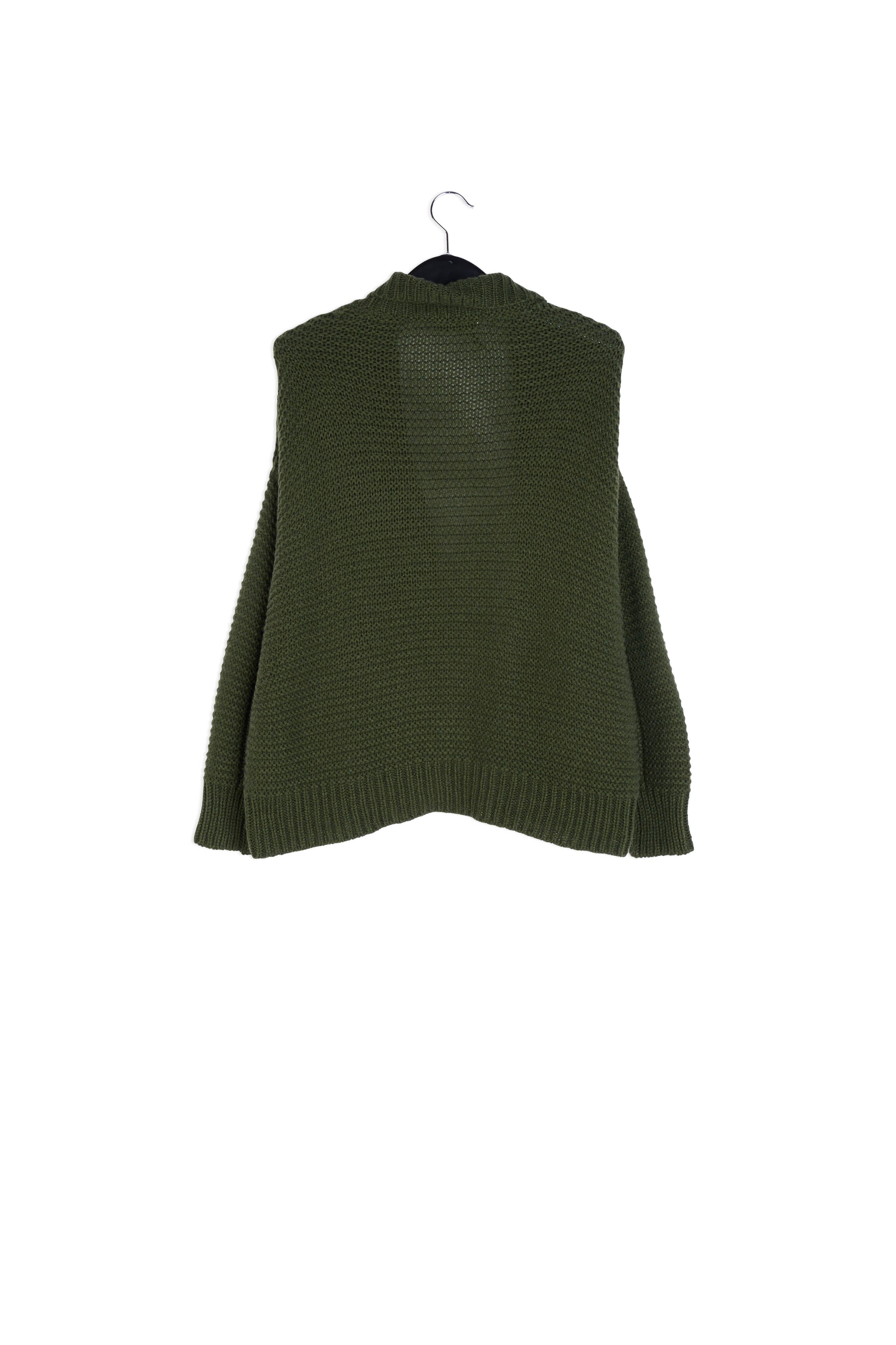 Cardigan en tricot vert pin aux manches volumineuses RE—SSENTIEL | Essentiel second hand