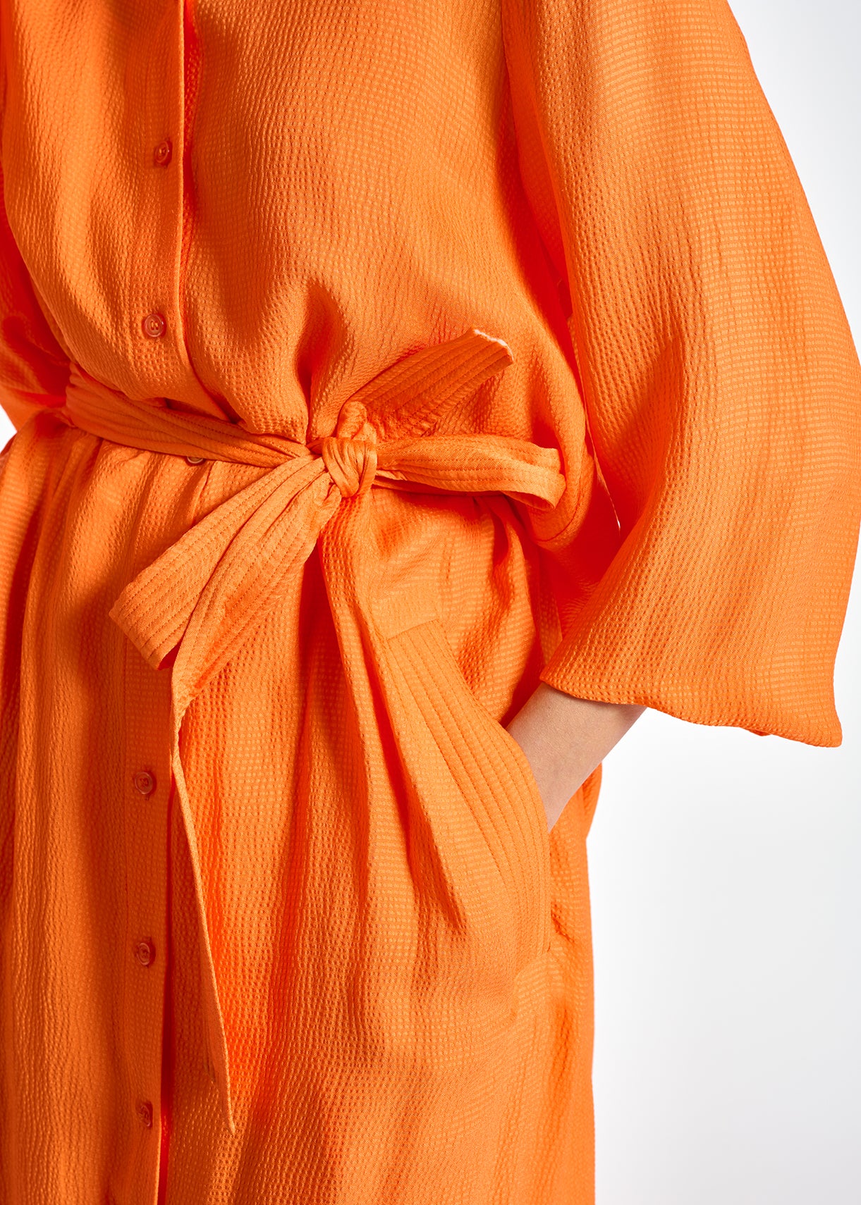 Orange midi-length shirt dress RE—SSENTIEL | Essentiel second hand