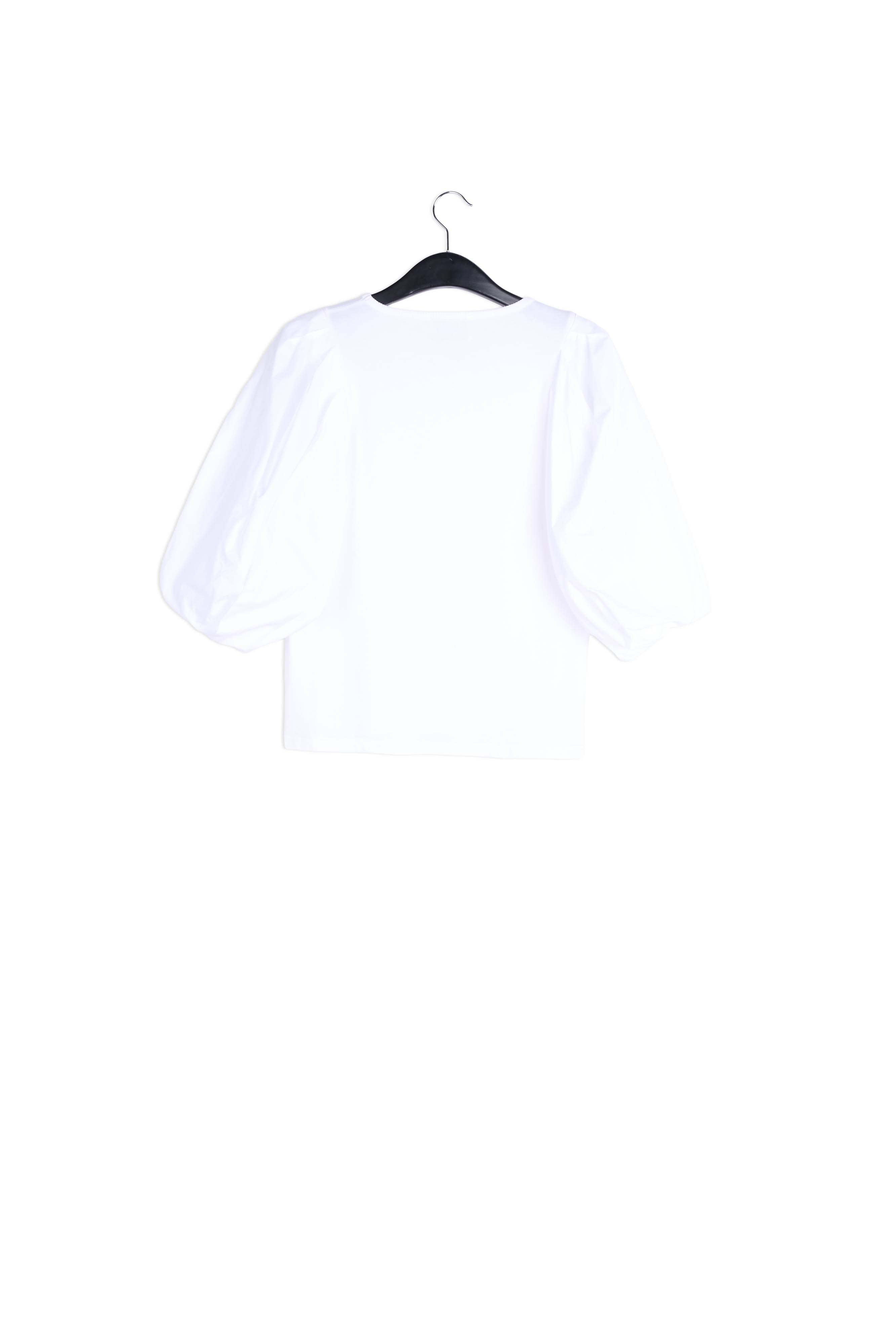 White jersey T-shirt with cotton-poplin sleeves RE—SSENTIEL | Essentiel second hand