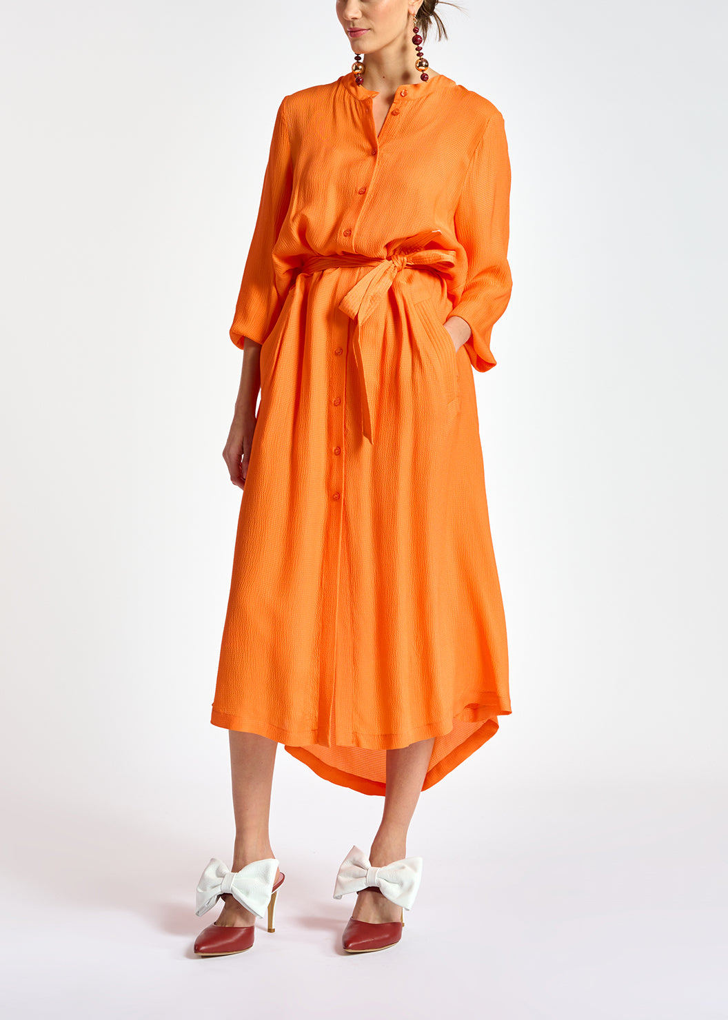 Oranje midi-hemdjurk RE—SSENTIEL | Essentiel second hand