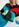 Intarsia gebreide trui in donkergroen, blauw en rood Faume - seconde main
