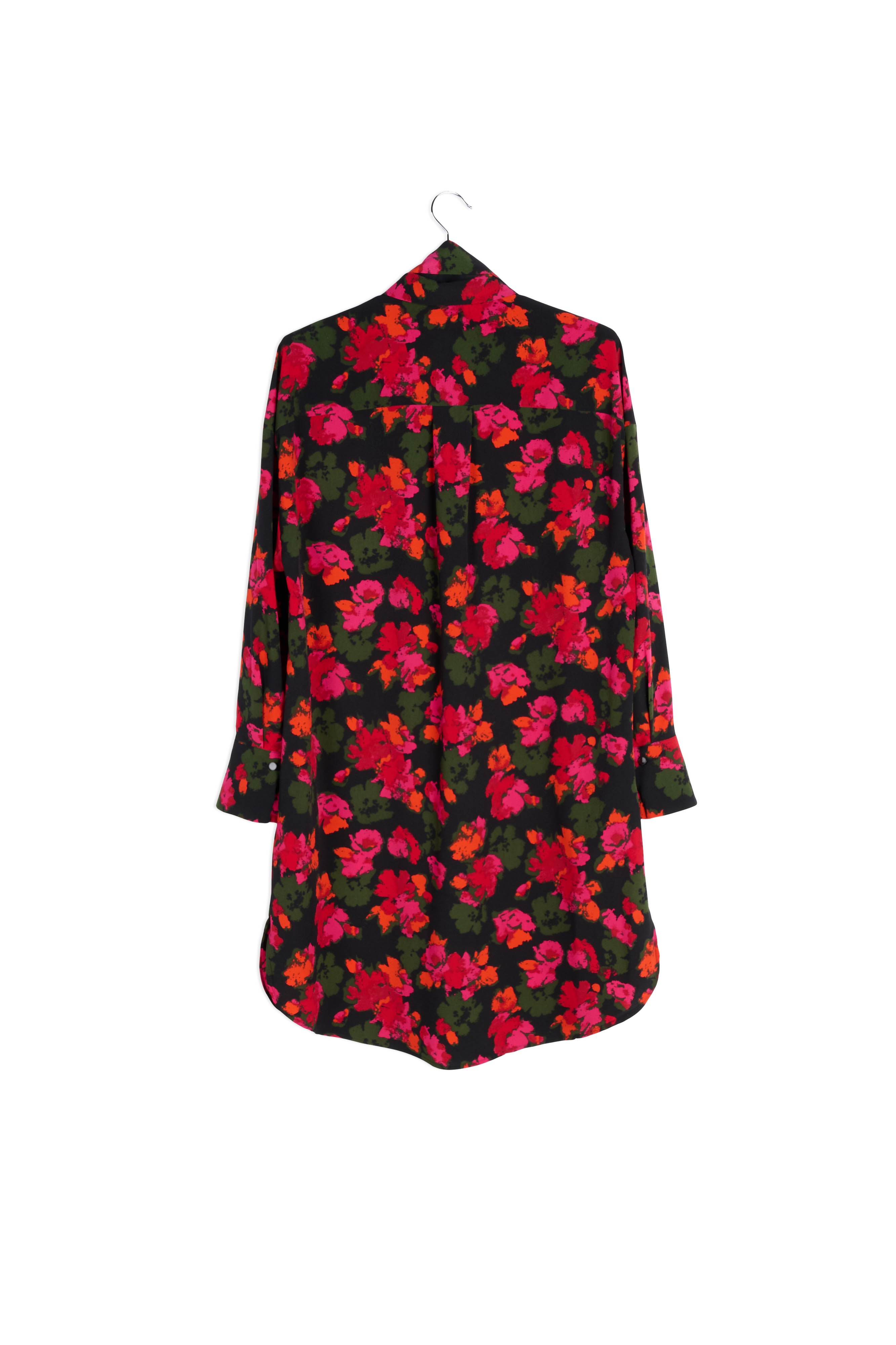 Midi-hemdjurk met zwart en rode bloemenprint RE—SSENTIEL | Essentiel second hand