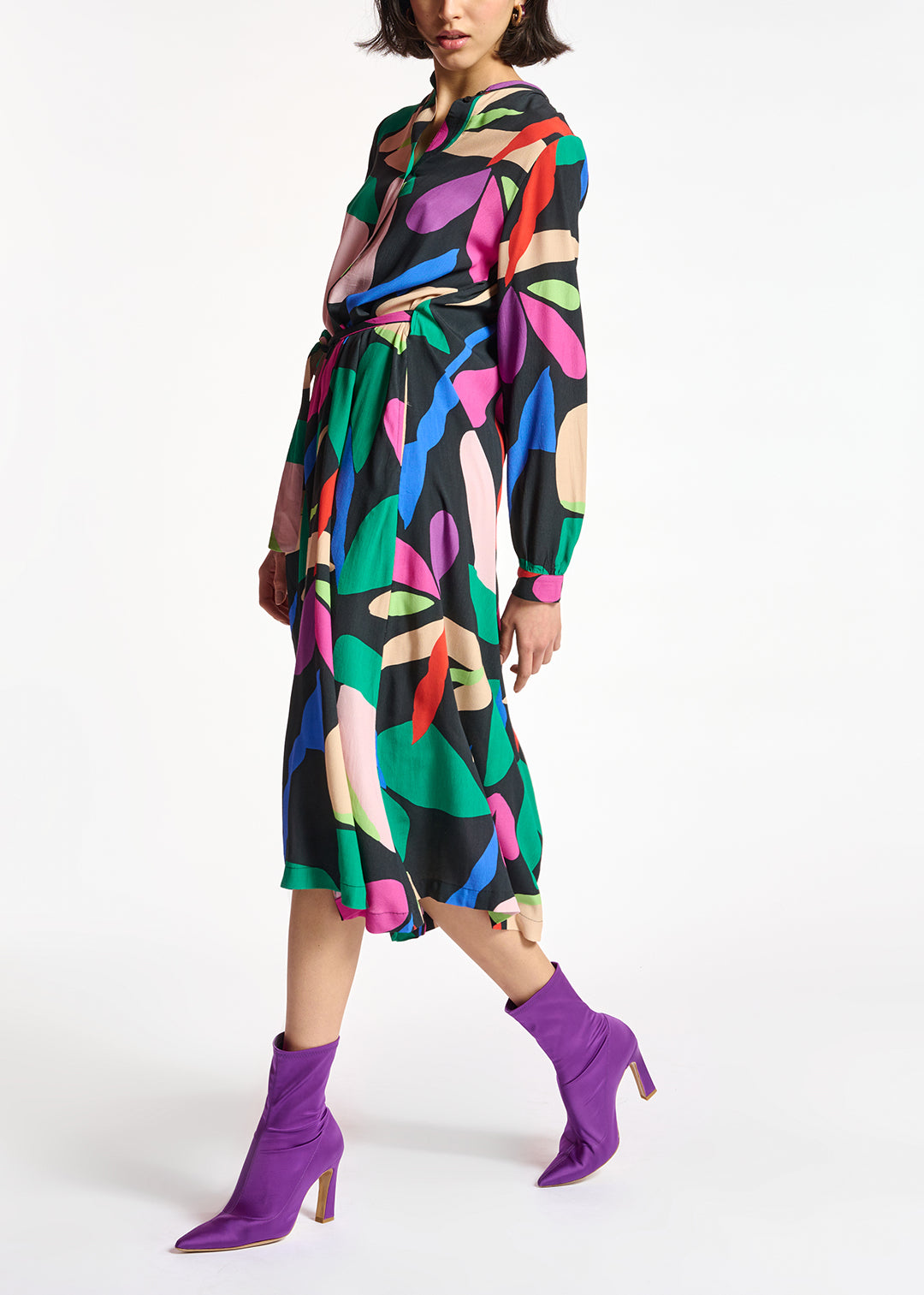 Black graphic-print shirt dress RE—SSENTIEL | Essentiel second hand