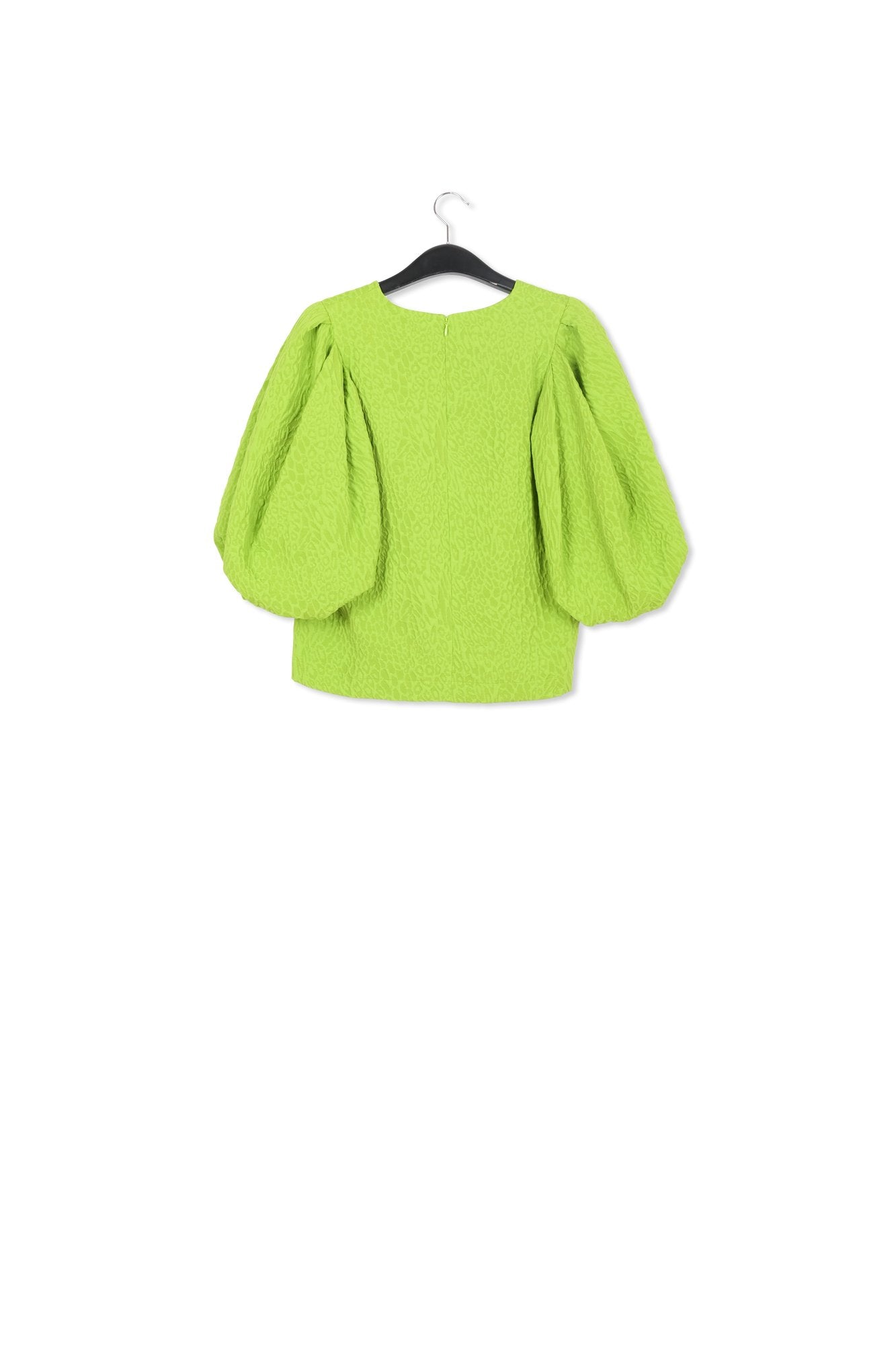 Top en jacquard vert à manches bouffantes RE—SSENTIEL | Essentiel second hand