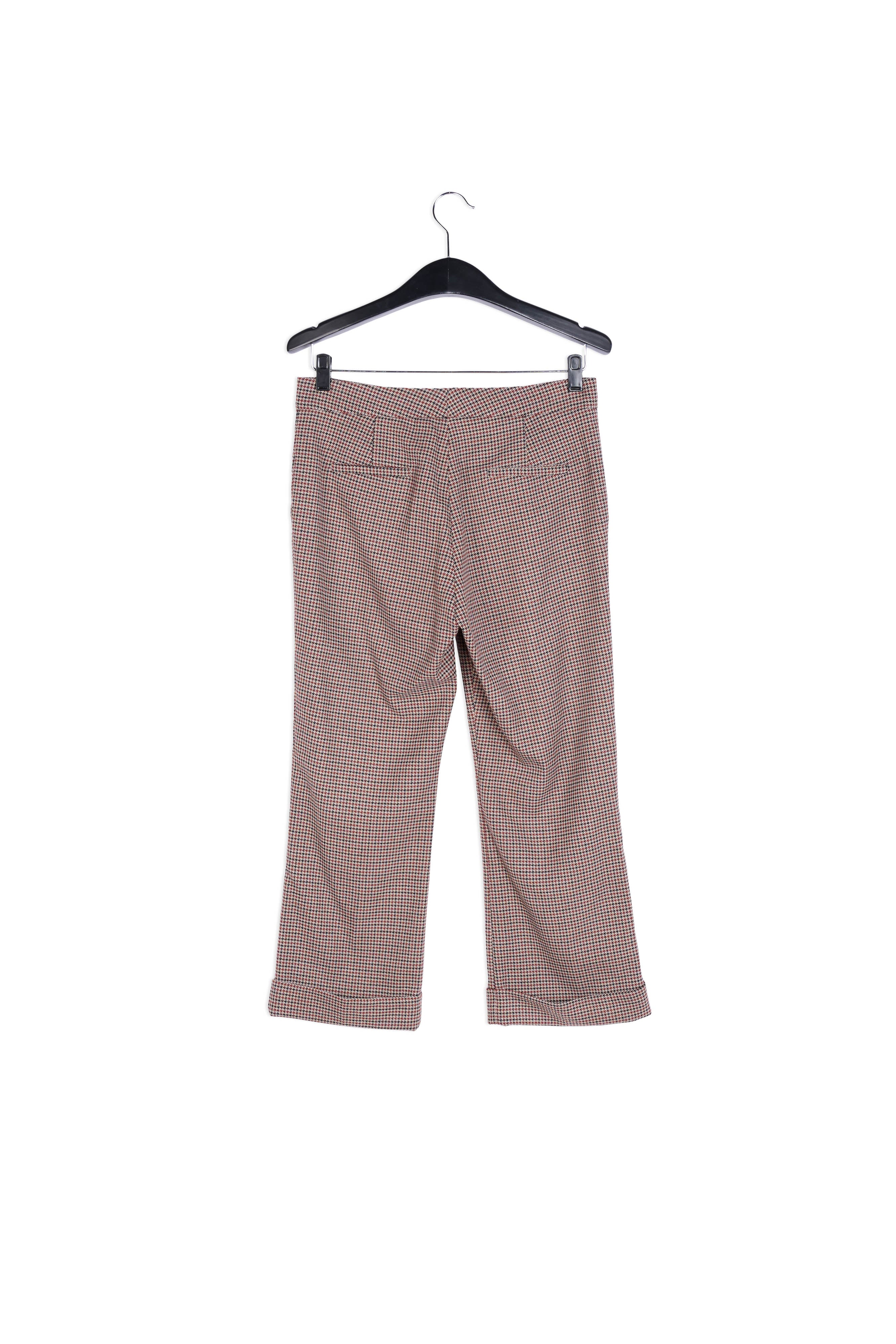 Pantalon 7/8ème pied-de-poule beige avec ourlet replié RE—SSENTIEL | Essentiel second hand