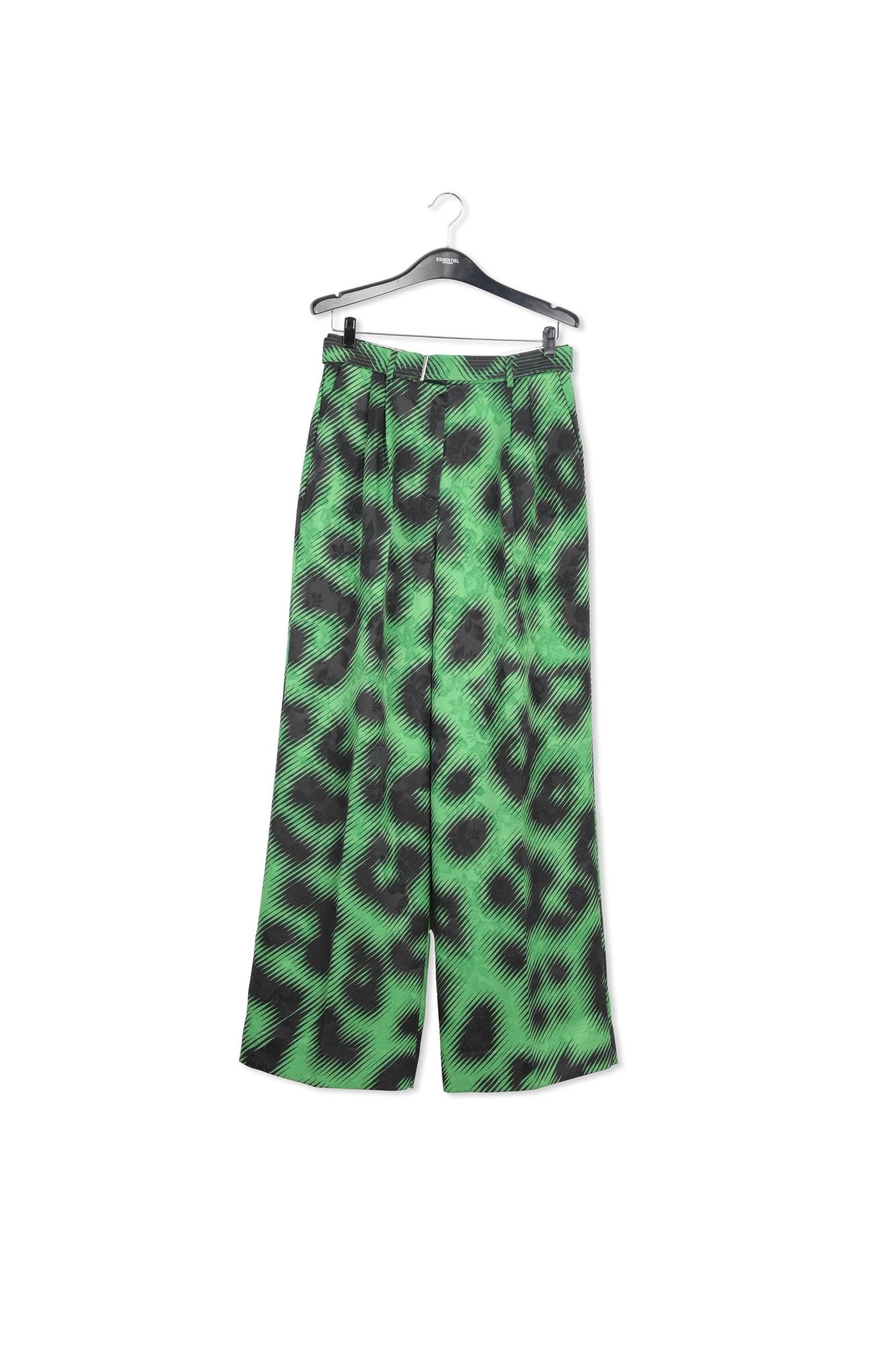 Green jacquard belted pants with leopard print RE—SSENTIEL | Essentiel second hand