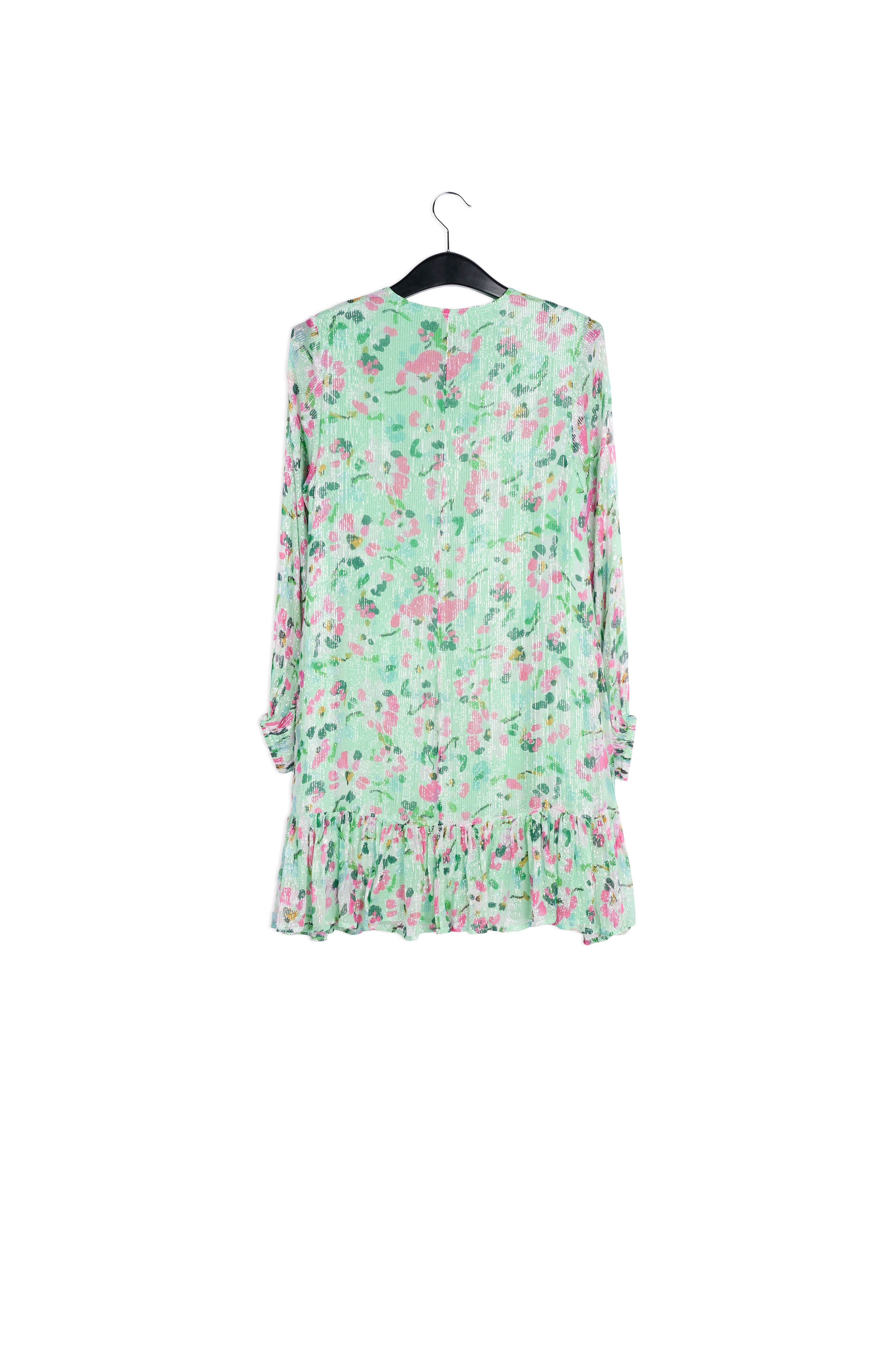 Robe trapèze vert menthe à imprimé floral RE—SSENTIEL | Essentiel second hand