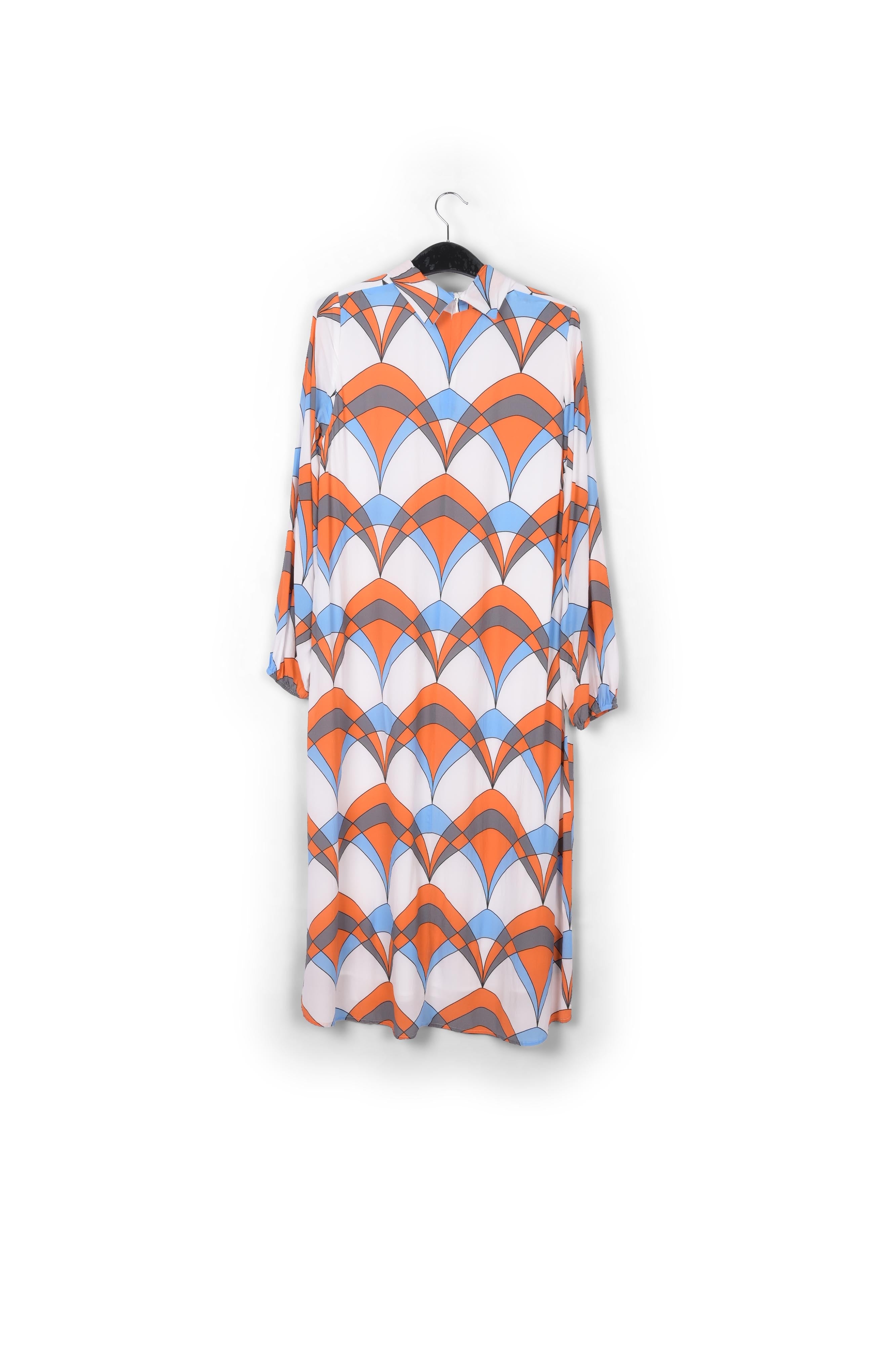 Robe blanc cassé à imprimé graphique et nœud lavallière RE—SSENTIEL | Essentiel second hand