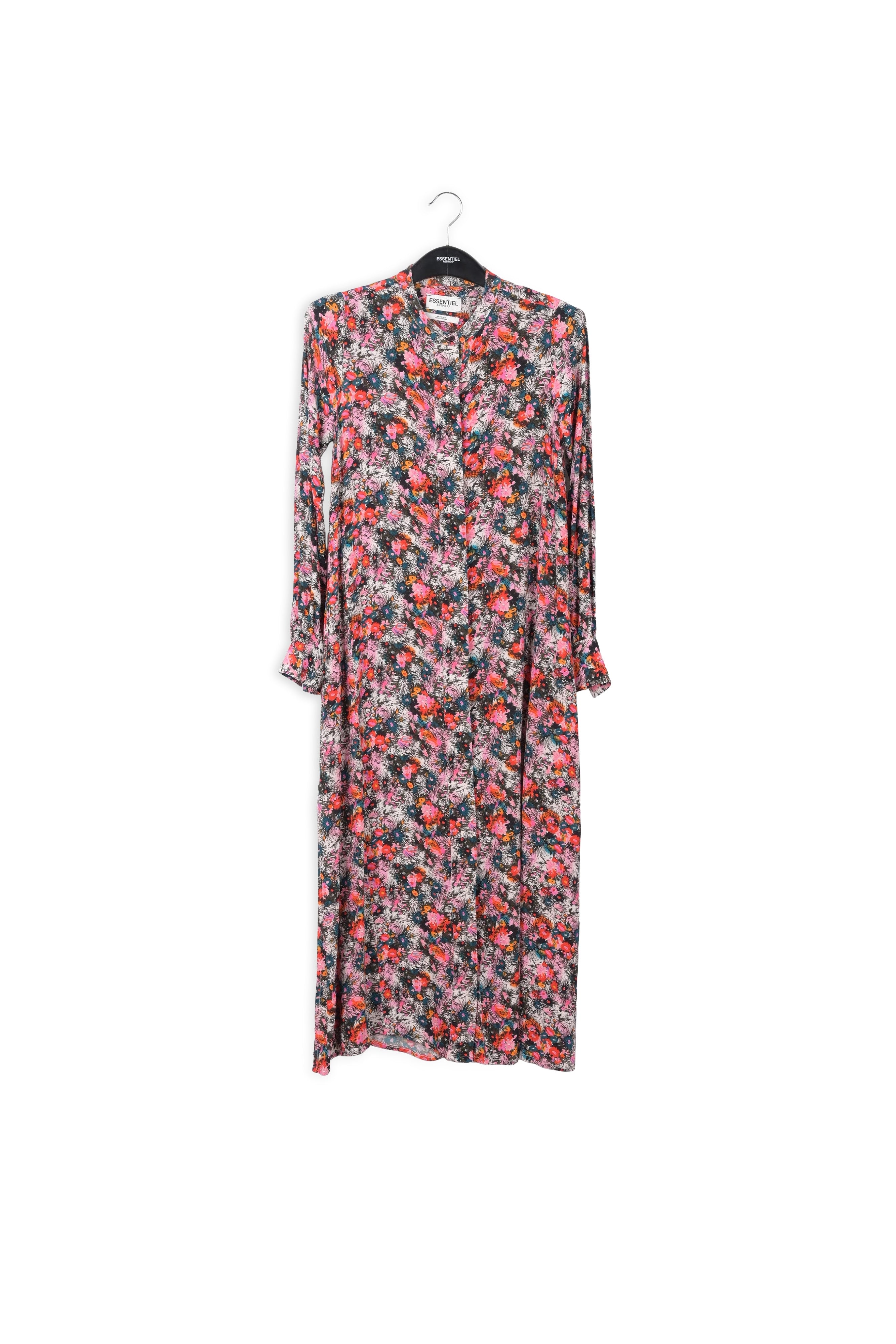 Robe chemise rose fleurie à ligne a RE—SSENTIEL | Essentiel second hand