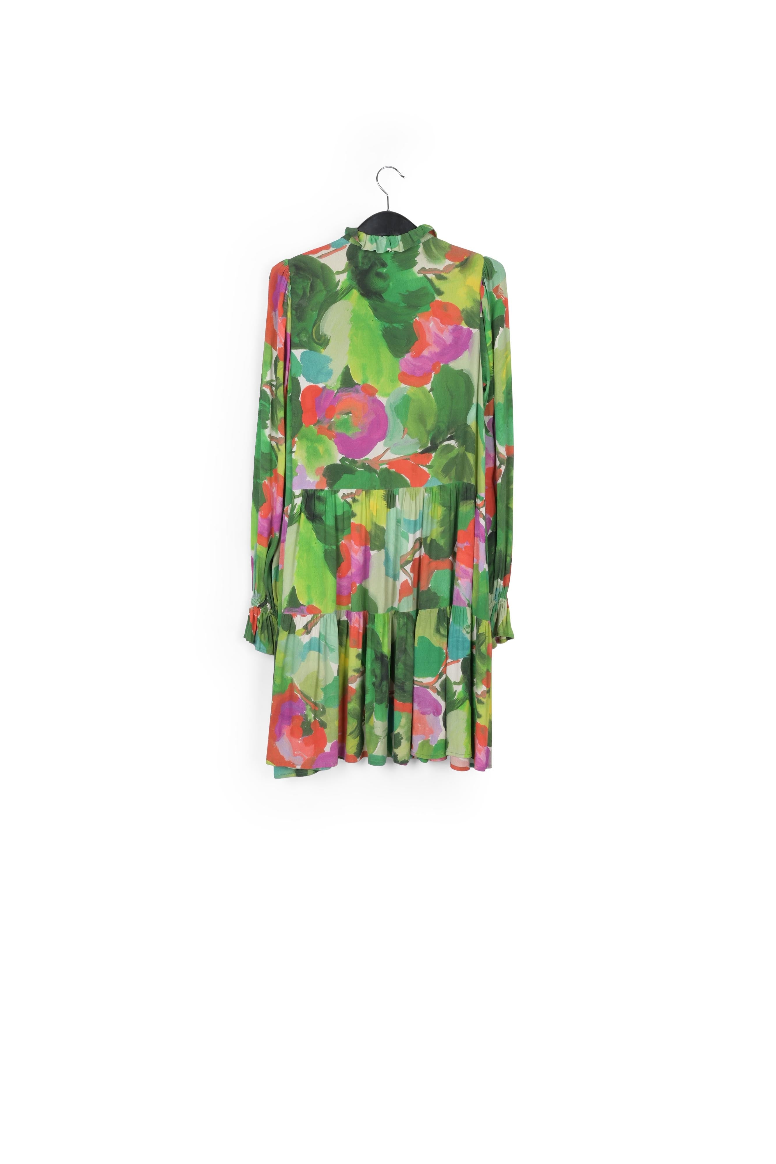 Mini robe trapèze à imprimé aquarelle vert, rouge et pourpre RE—SSENTIEL | Essentiel second hand