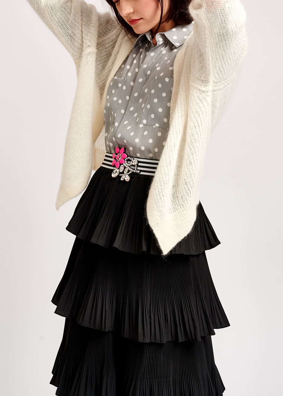 Off-white mohair-blend cardigan with neon cuffs RE—SSENTIEL | Essentiel second hand