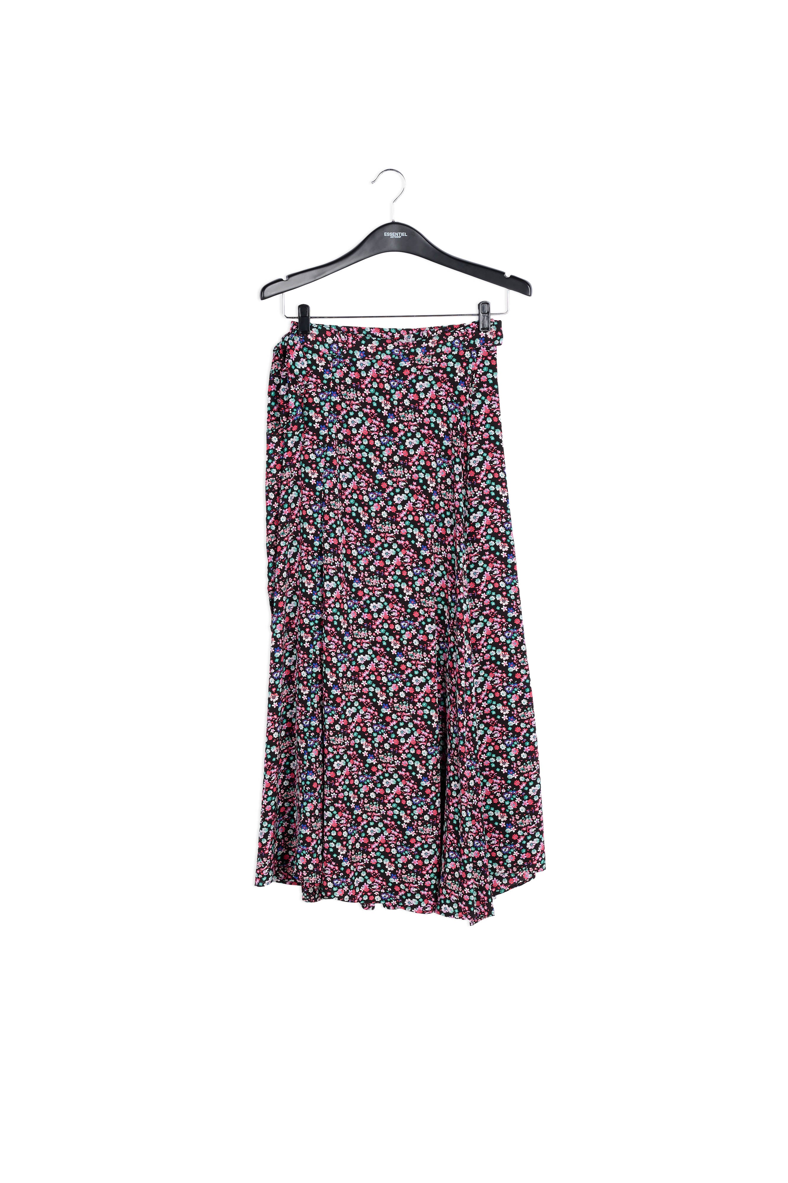 Jupe maxi noire cache-cœur à imprimé floral RE—SSENTIEL | Essentiel second hand