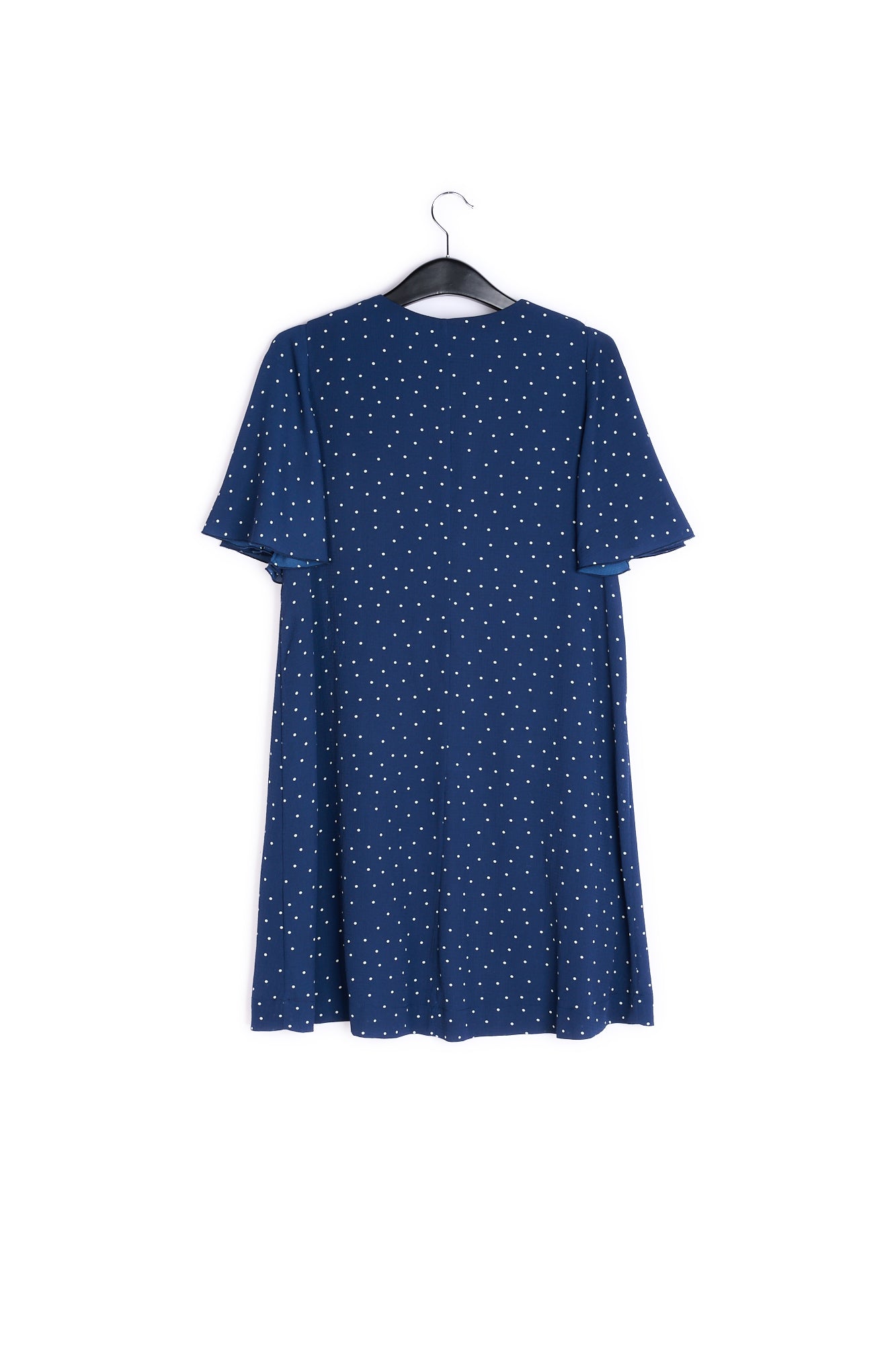 Flared dark blue polka dot dress RE—SSENTIEL | Essentiel second hand