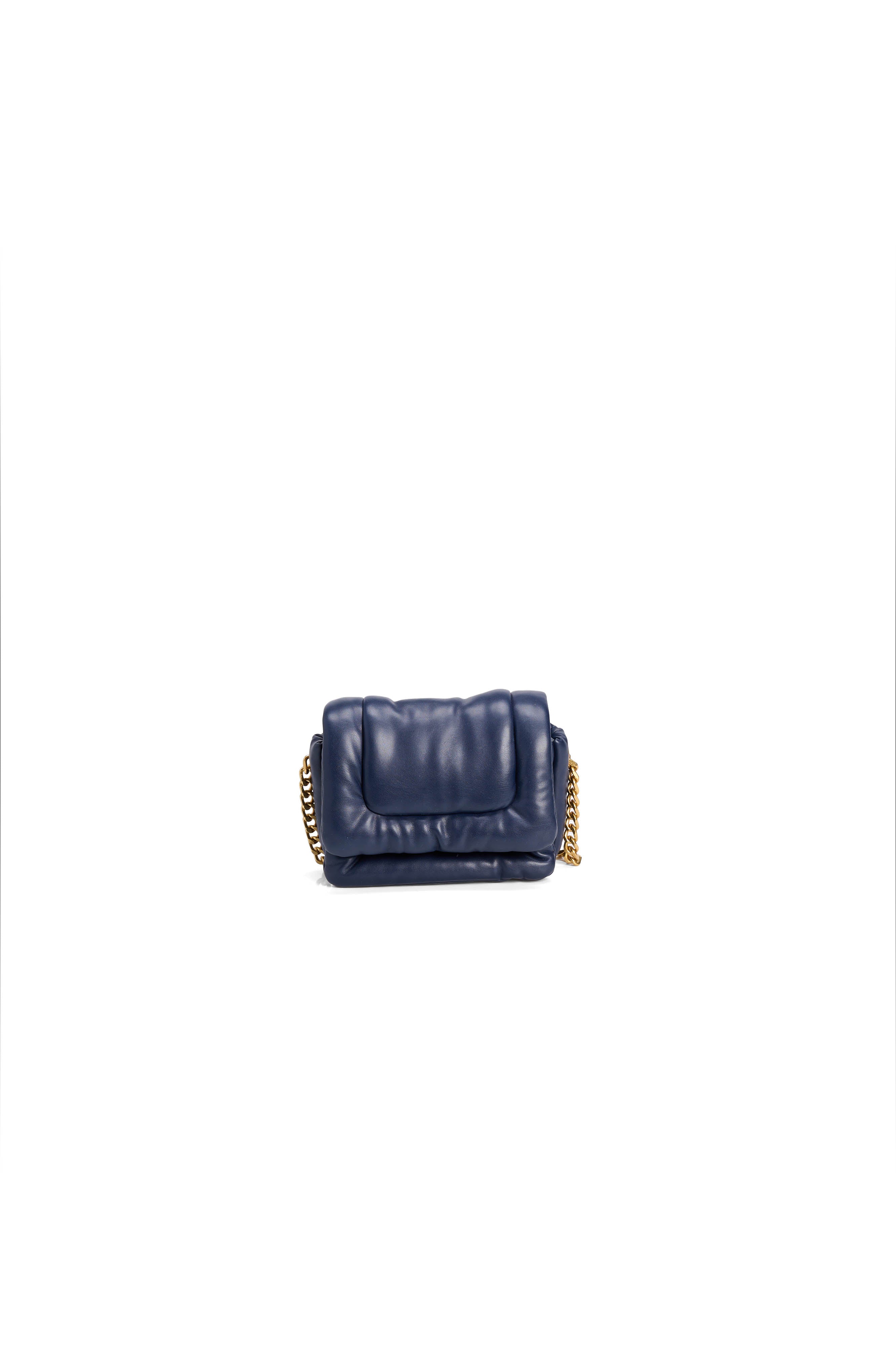 Dark blue puffy faux leather shoulder bag RE—SSENTIEL | Essentiel second hand