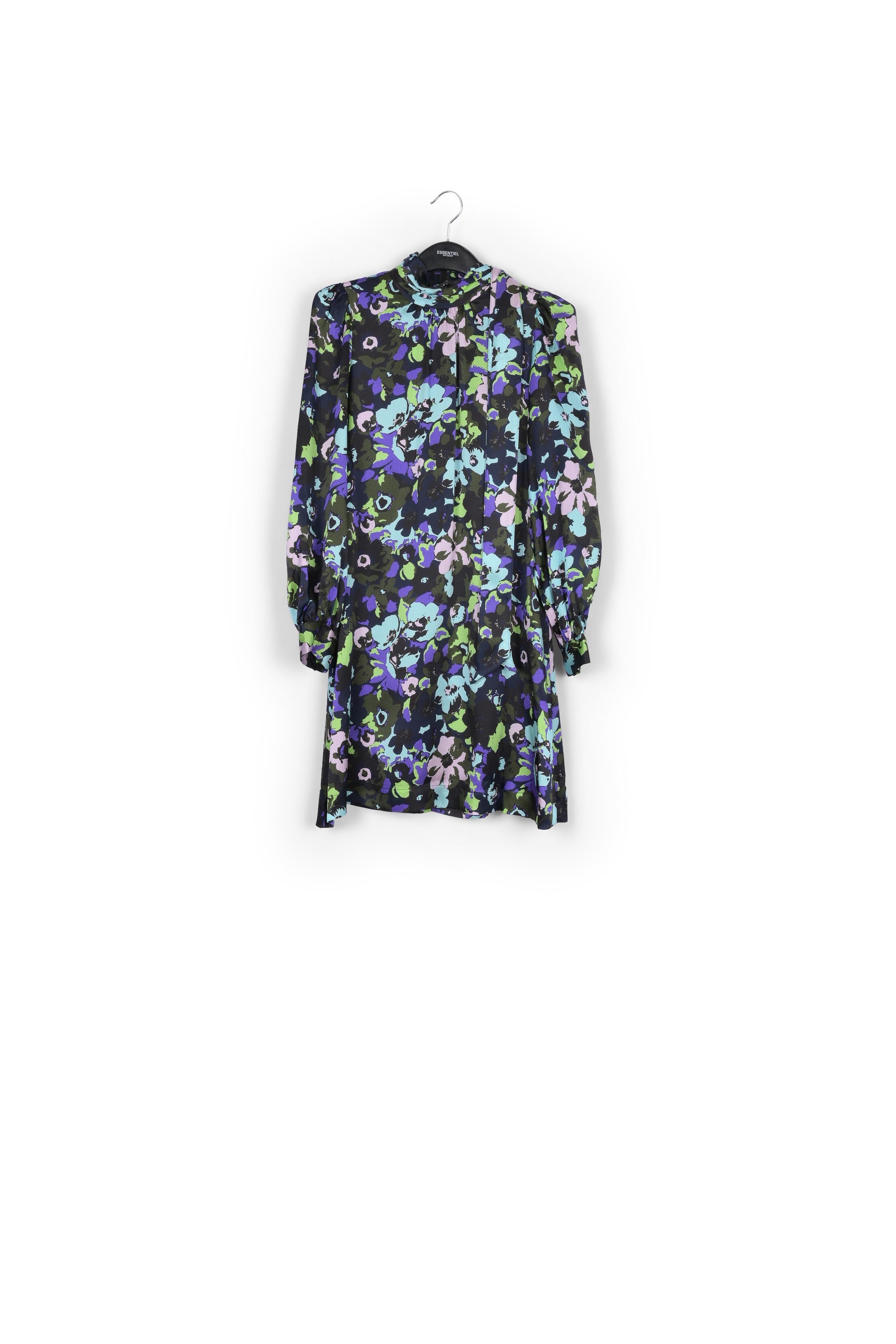Turquoise multi floral silk mini dress RE—SSENTIEL | Essentiel second hand