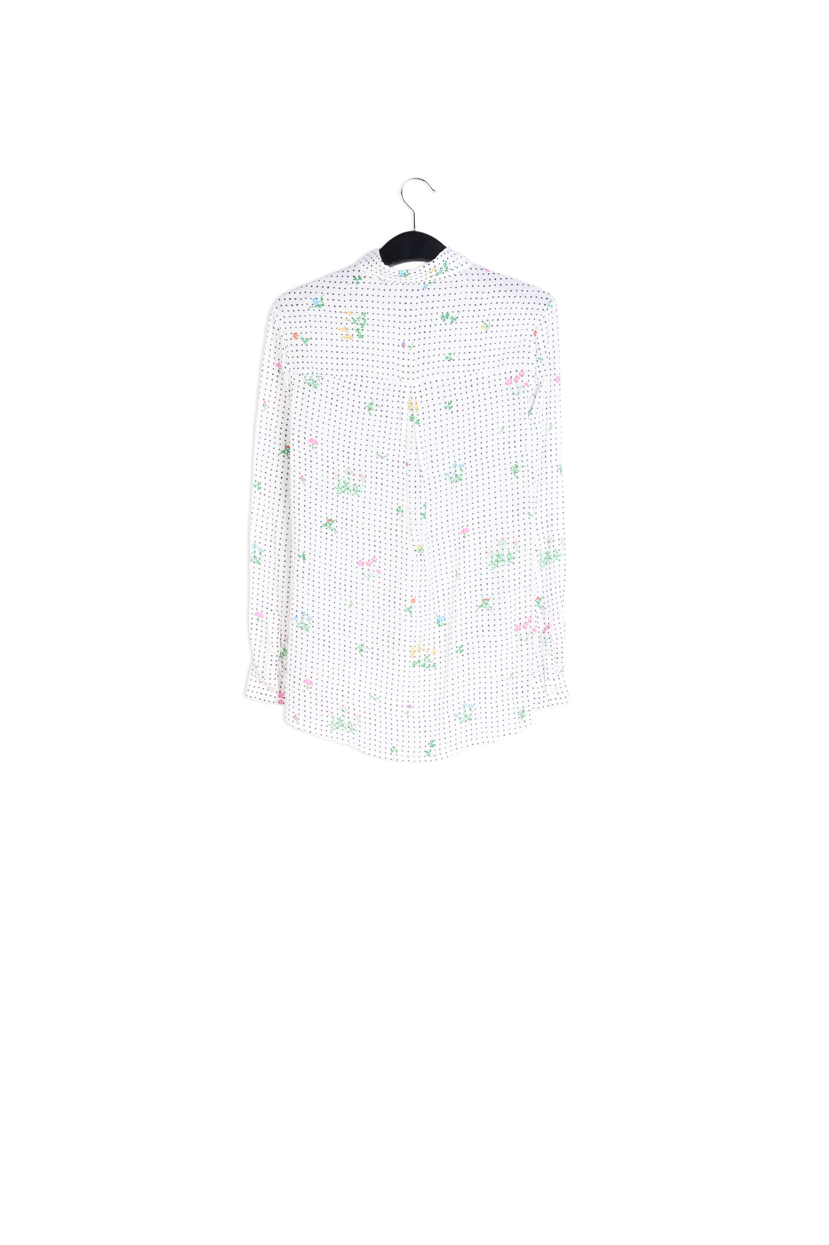 Off-white polka dot and floral silk shirt RE—SSENTIEL | Essentiel second hand