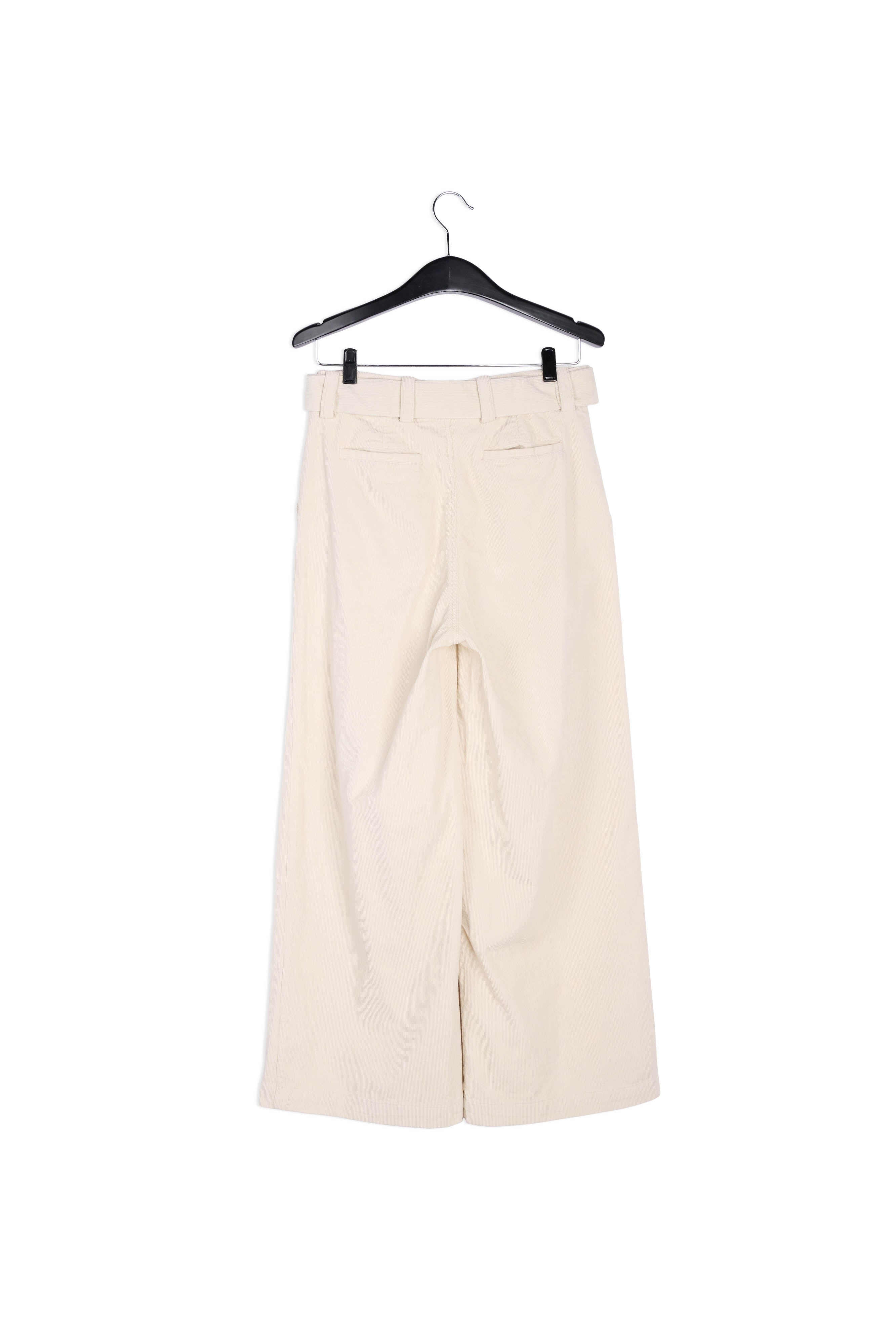 Gebroken witte katoenfluwelen broek met riem RE—SSENTIEL | Essentiel second hand