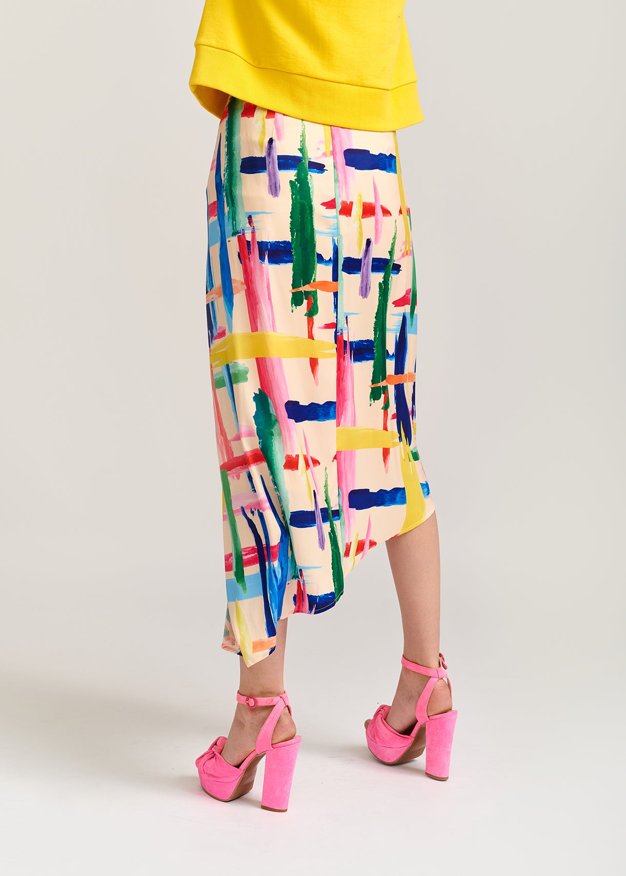 Jupe midi à rayures graphiques multicolores RE—SSENTIEL | Essentiel second hand