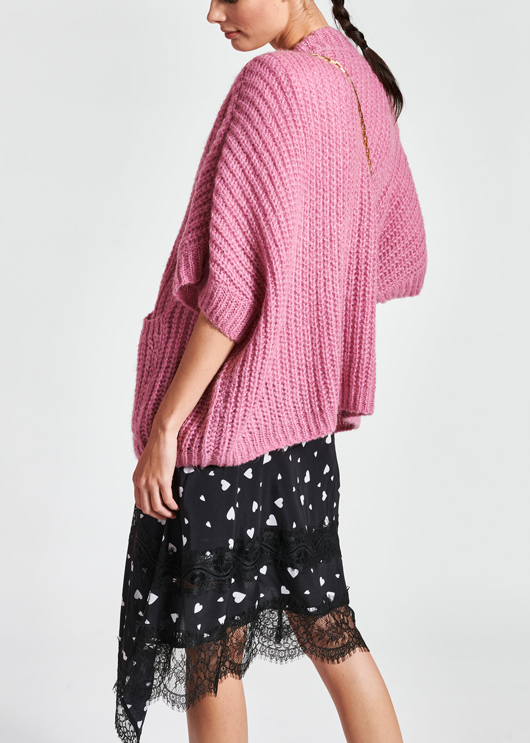 Pink mohair-blend cardigan RE—SSENTIEL | Essentiel second hand