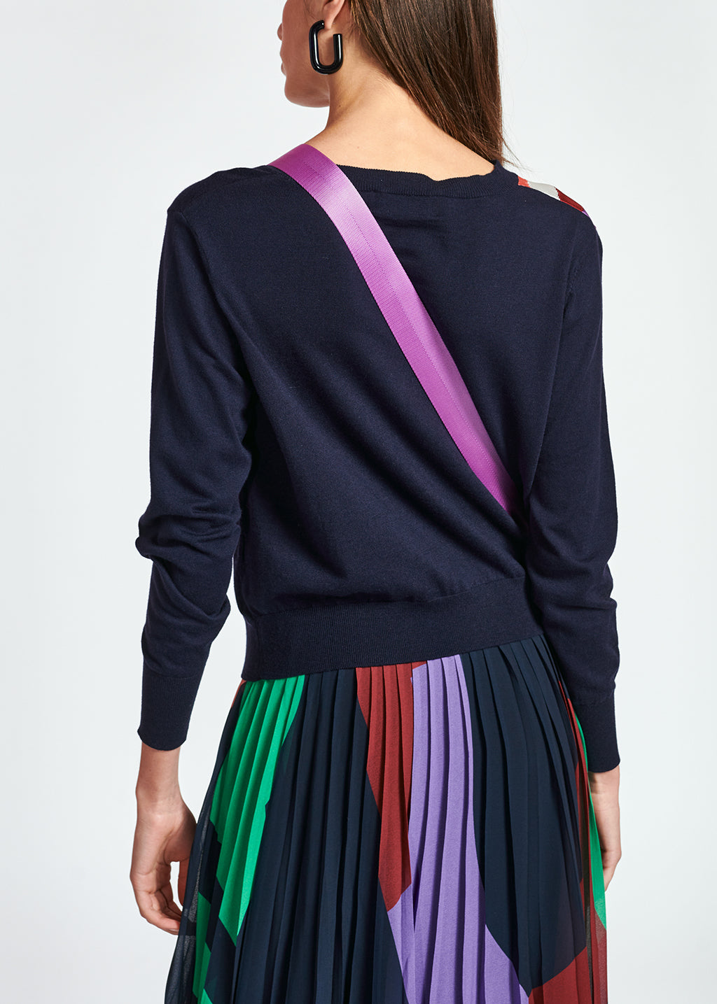 Navy blue sweater with swirling stripes RE—SSENTIEL | Essentiel second hand