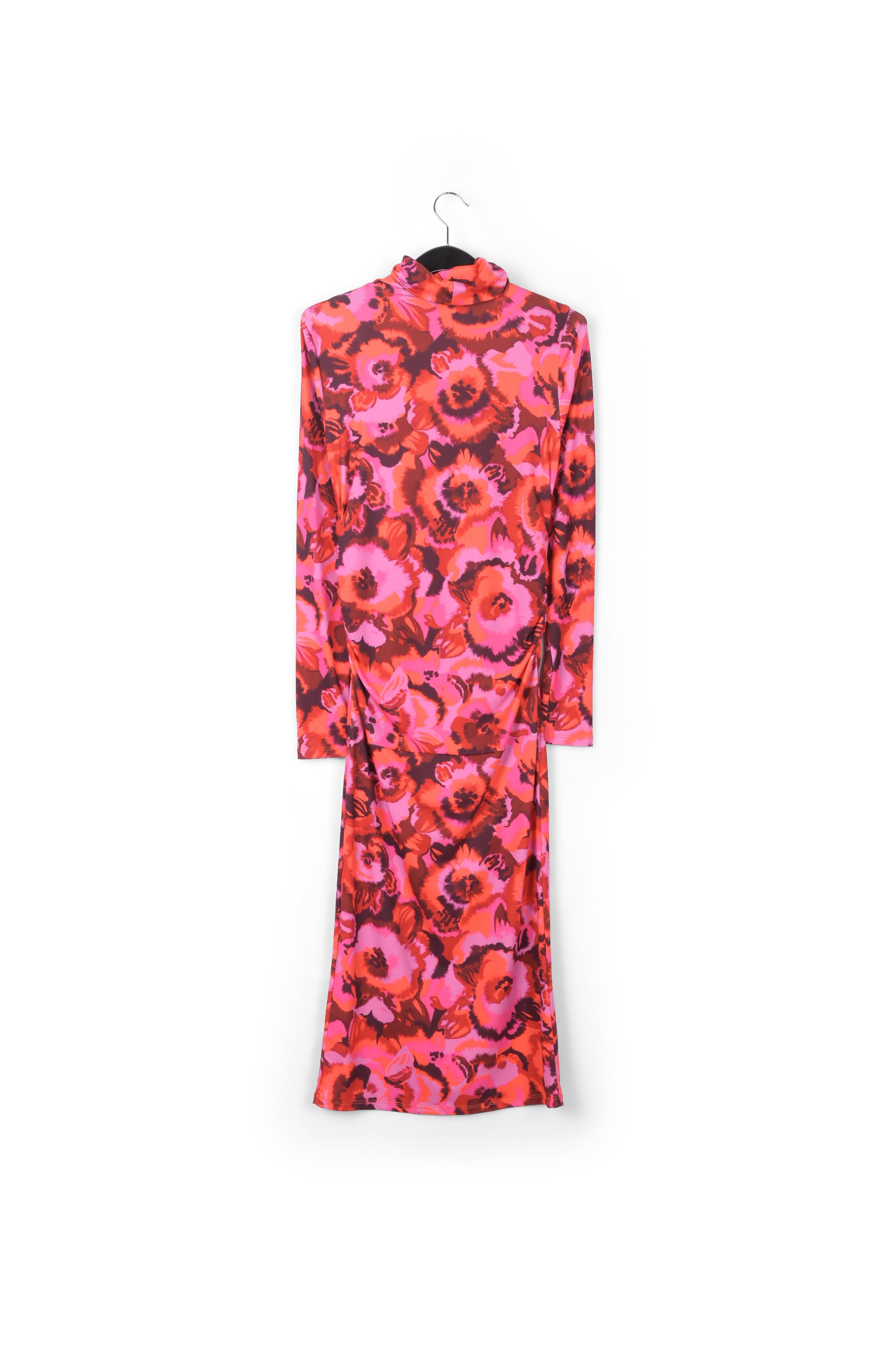 Pink and red floral-print stretch-jersey midi dress RE—SSENTIEL | Essentiel second hand