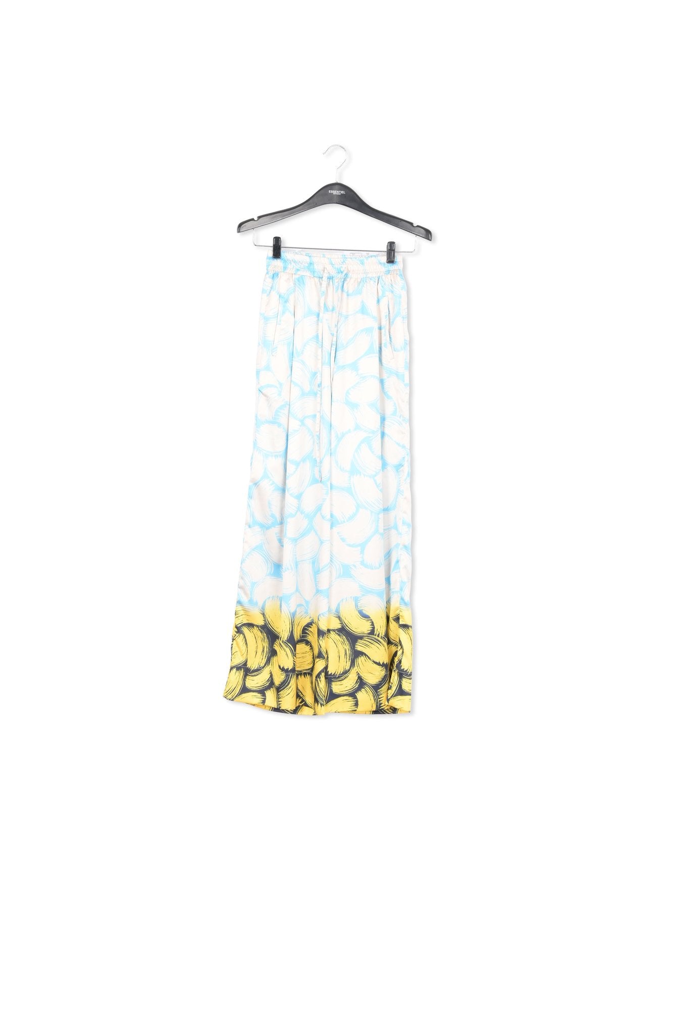 Blue, off-white and yellow abstract-print wide-leg pants RE—SSENTIEL | Essentiel second hand