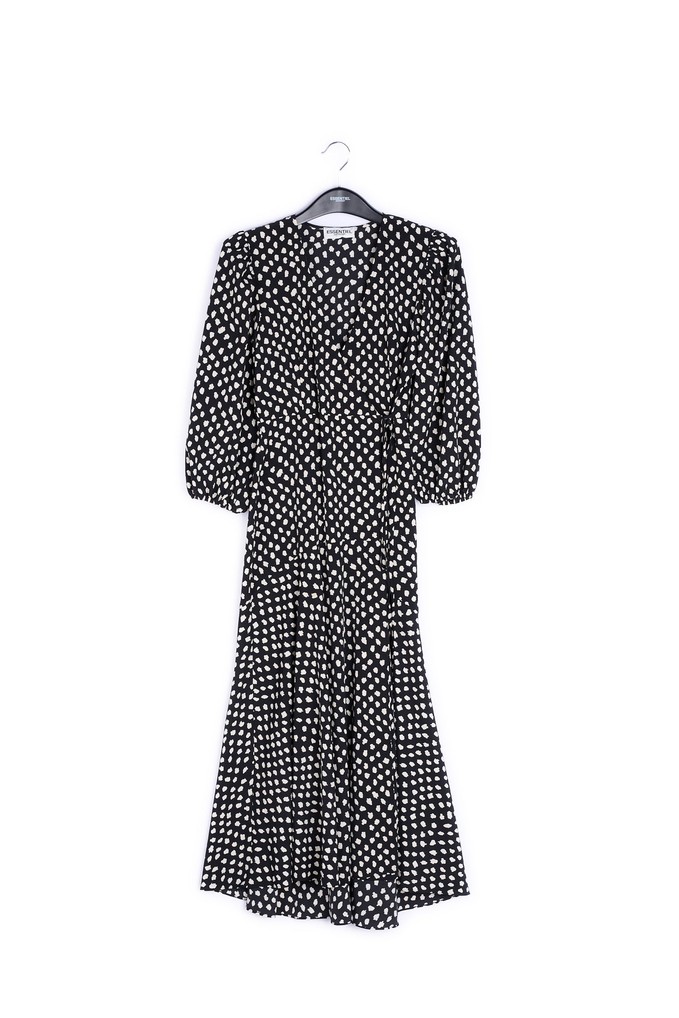 Robe maxi cache-cœur noire à pois RE—SSENTIEL | Essentiel second hand