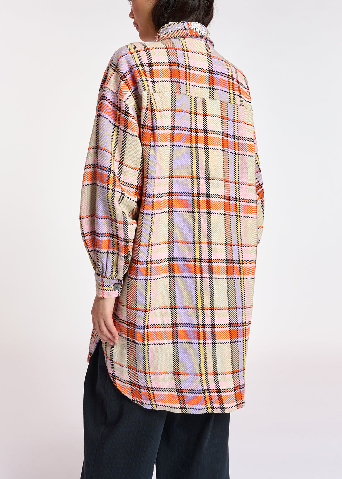 Surchemise à carreaux lilas, orange et rose clair RE—SSENTIEL | Essentiel second hand