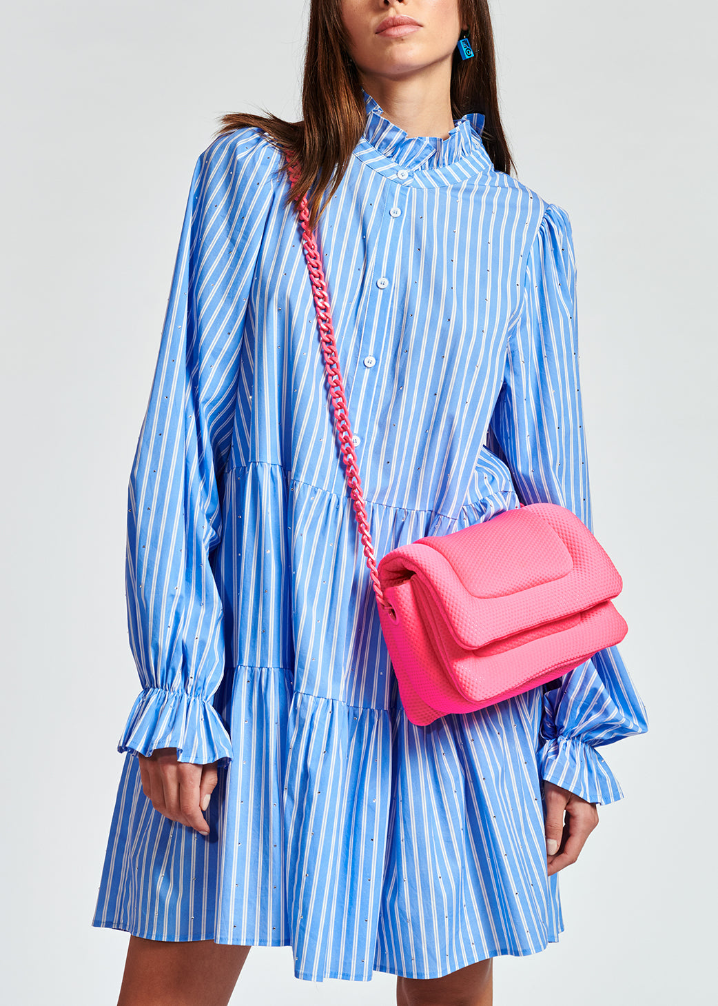 Mini robe bleu clair en popeline avec strass RE—SSENTIEL | Essentiel second hand