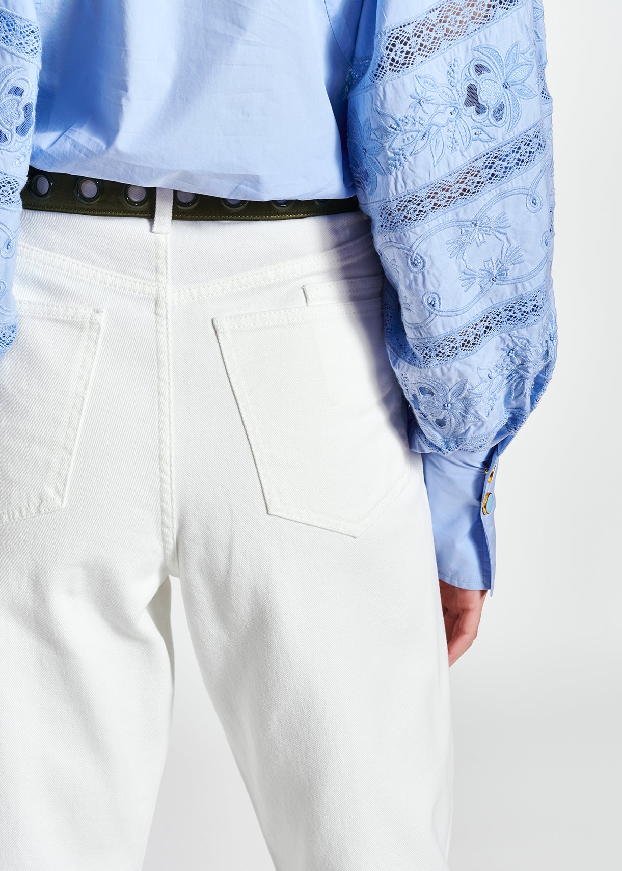 Gebroken witte wijde jeans met hoge taille RE—SSENTIEL | Essentiel second hand