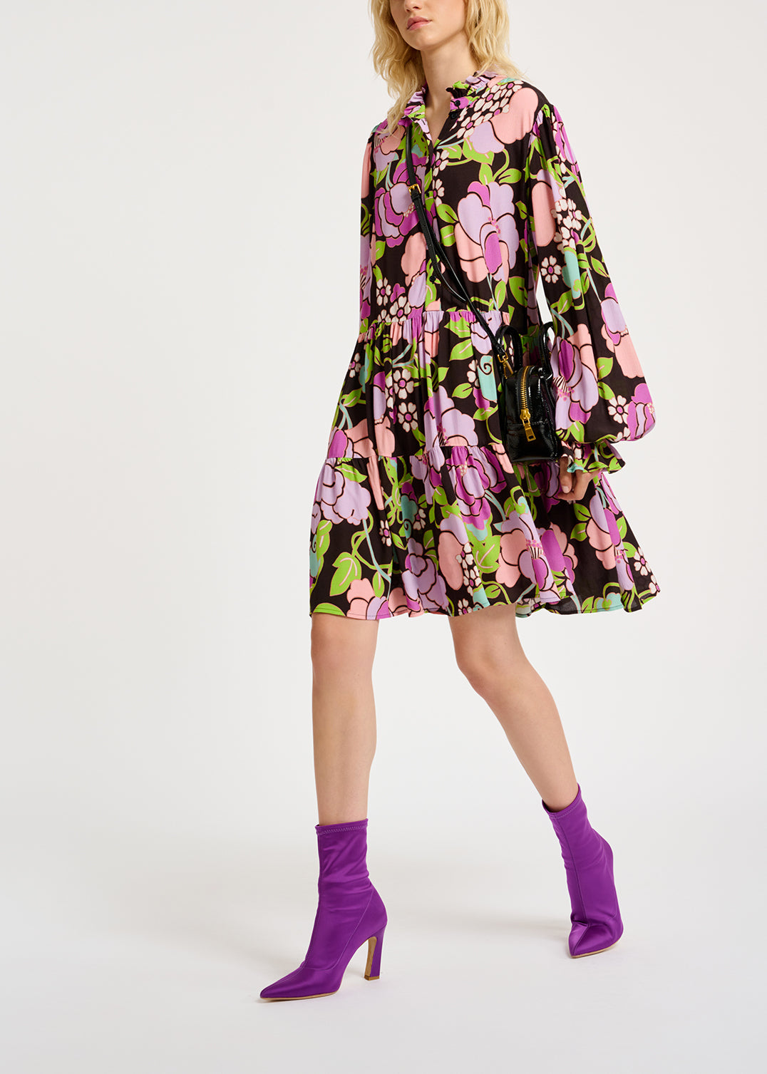Mini robe noire à imprimé floral RE—SSENTIEL | Essentiel second hand