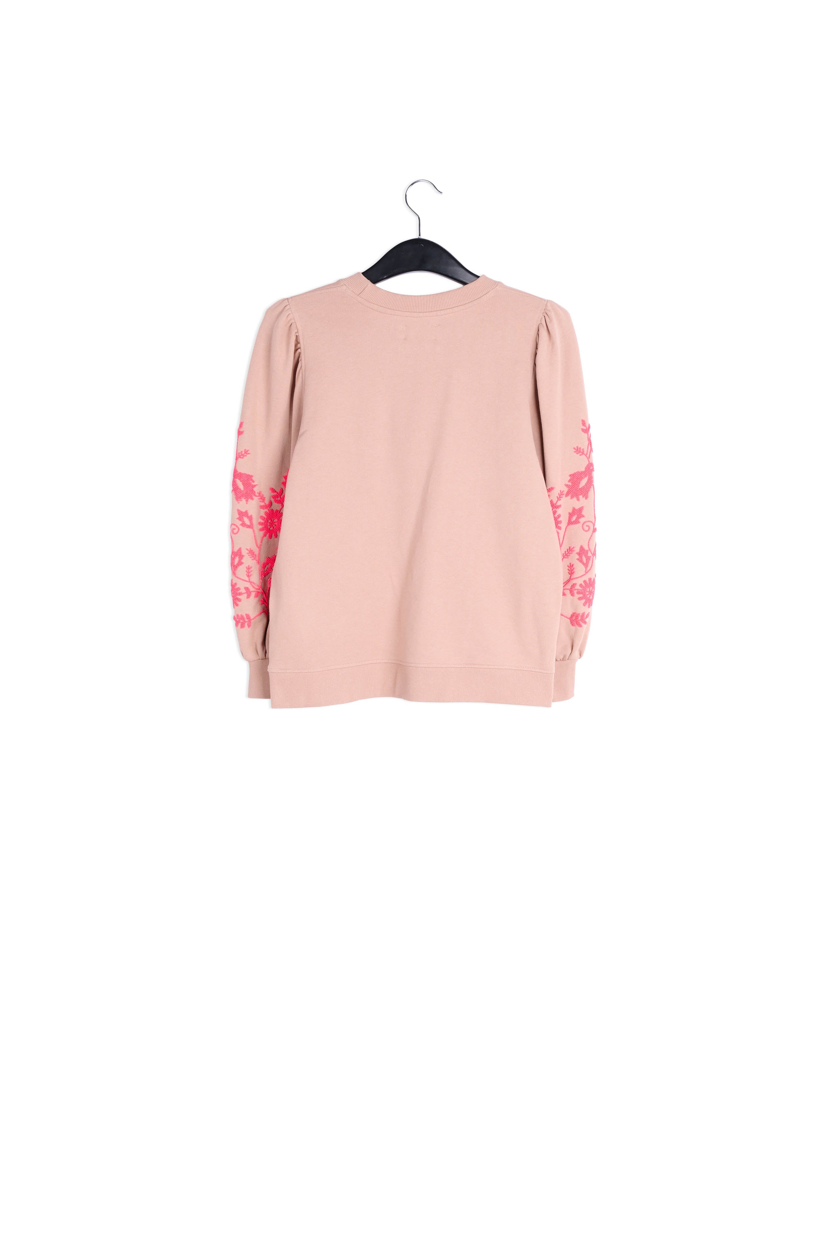 Vintage pink sweatshirt with pink floral beaded embroideries RE—SSENTIEL | Essentiel second hand