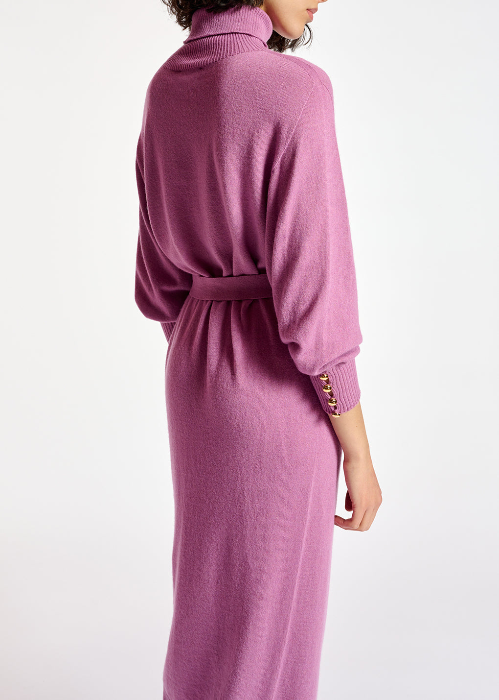 Dark lilac turtleneck knit dress RE—SSENTIEL | Essentiel second hand