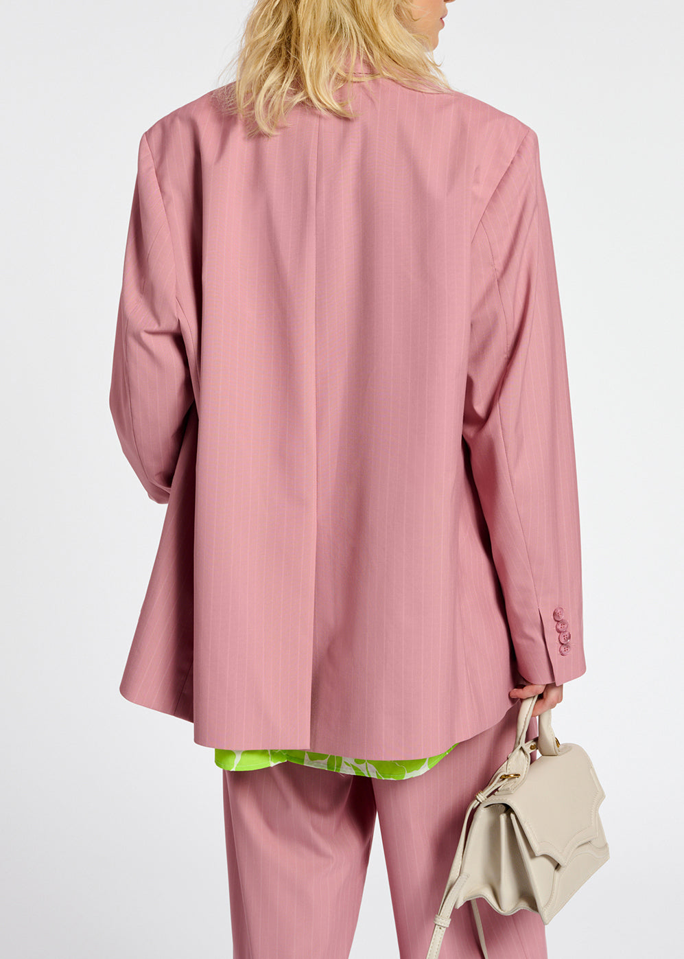 Blazer rose oversize aux rayures fines RE—SSENTIEL | Essentiel second hand
