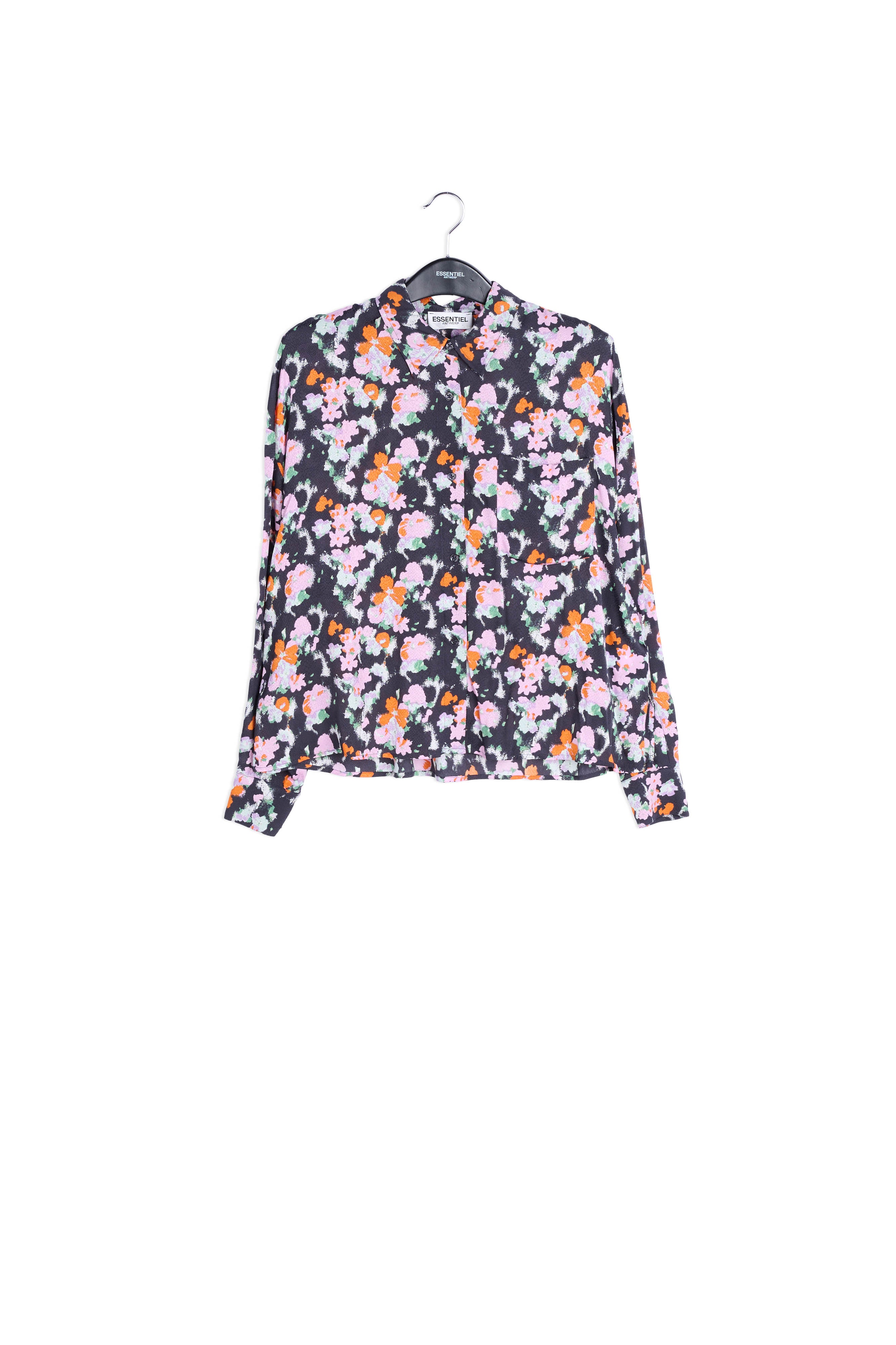 Dark blue loose-fit floral shirt RE—SSENTIEL | Essentiel second hand