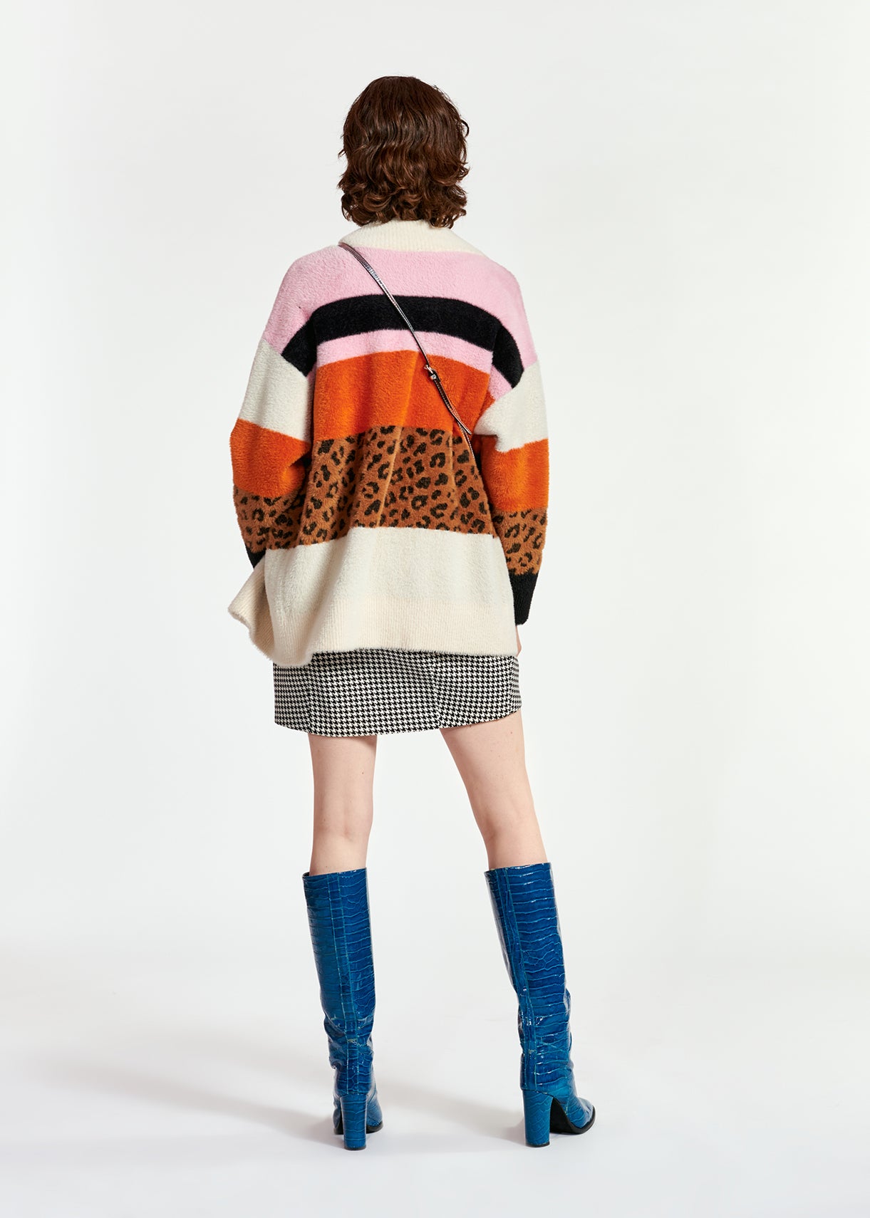 Pink and camel striped knit cardigan RE—SSENTIEL | Essentiel second hand